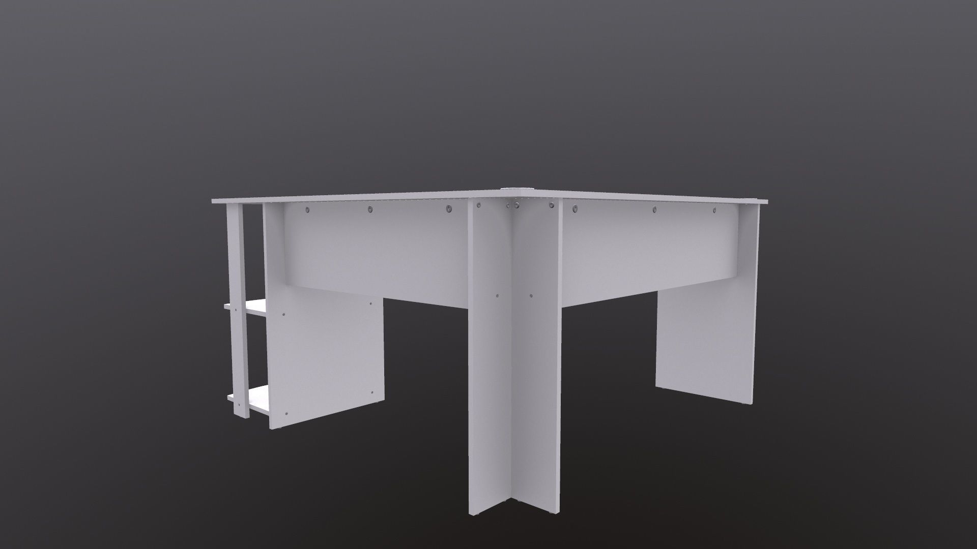 L shape Straight computer desk 3D model_10