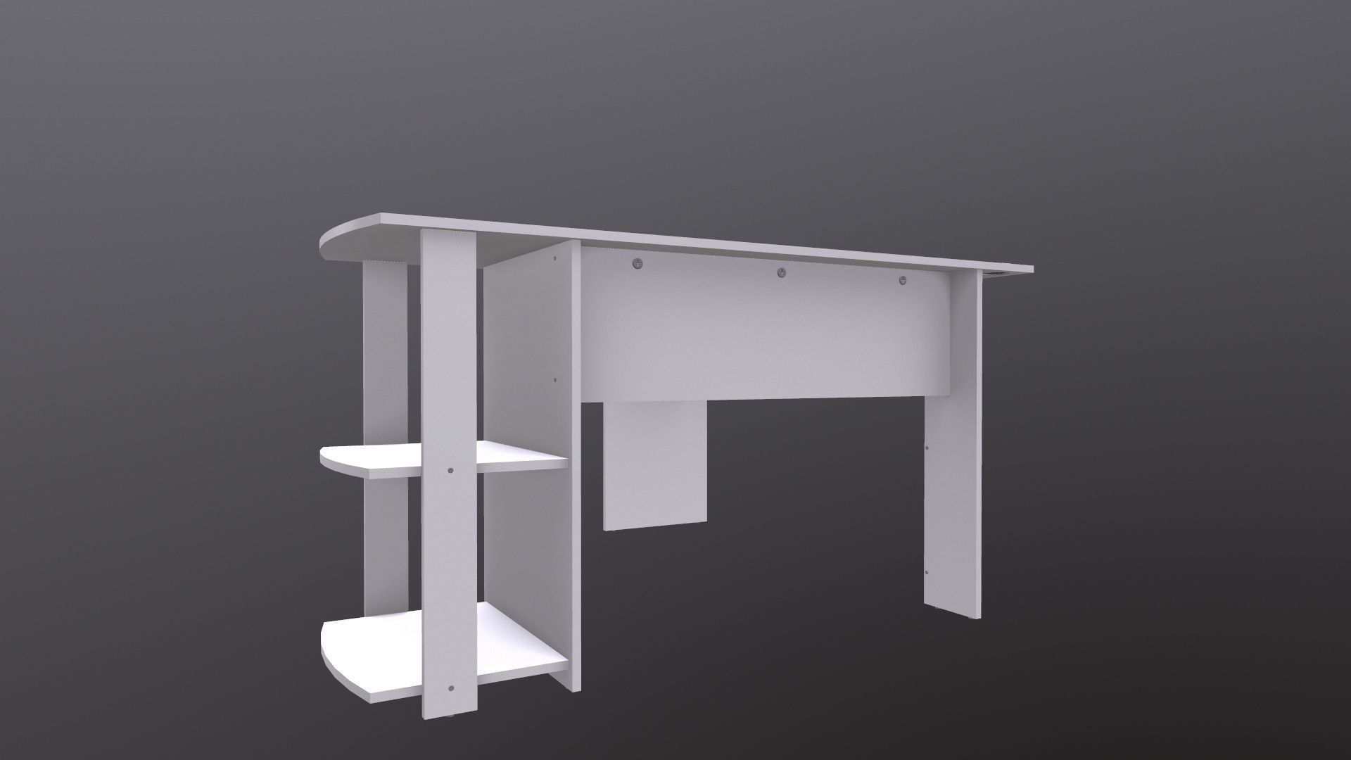 L shape Straight computer desk 3D model_9