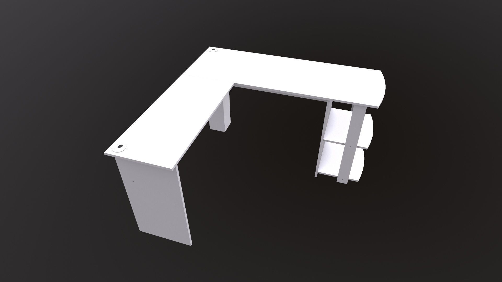 L shape Straight computer desk 3D model_2