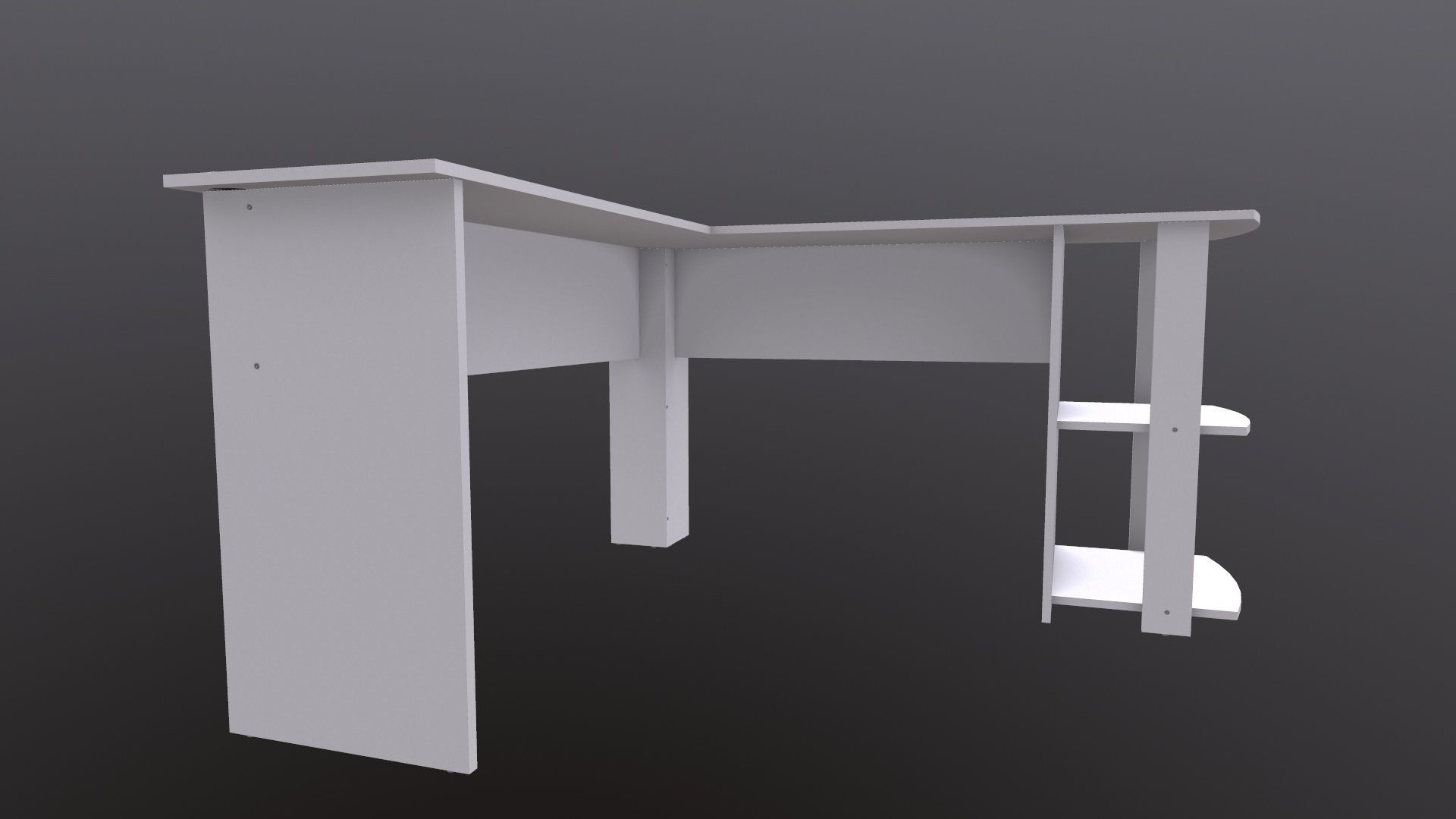 L shape Straight computer desk 3D model_12