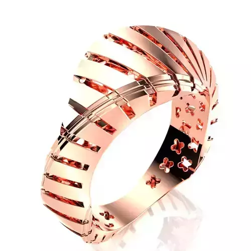 Ring-133 rose gold ring with stripes