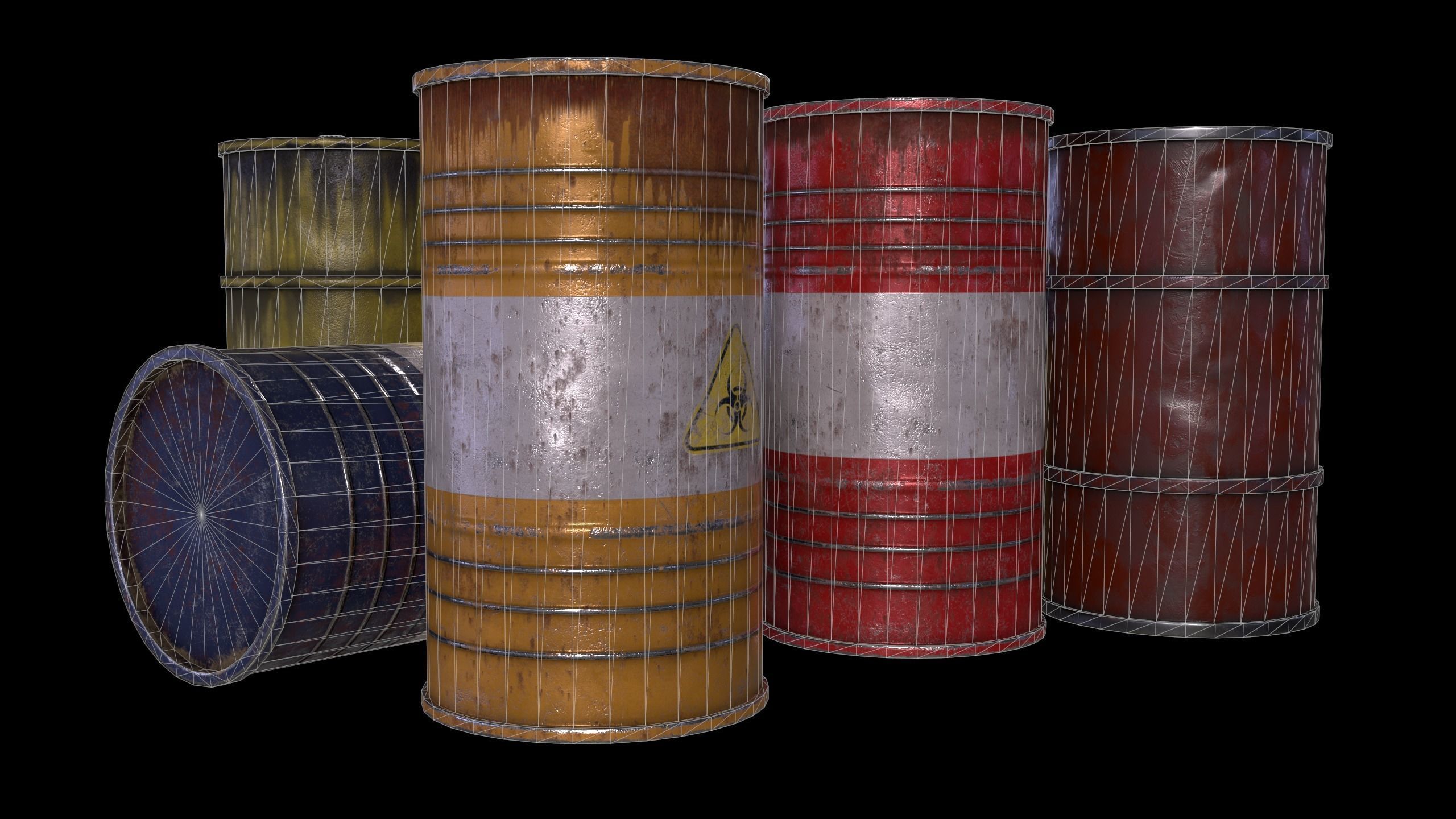 Barrels pack Low-poly 3D model_7