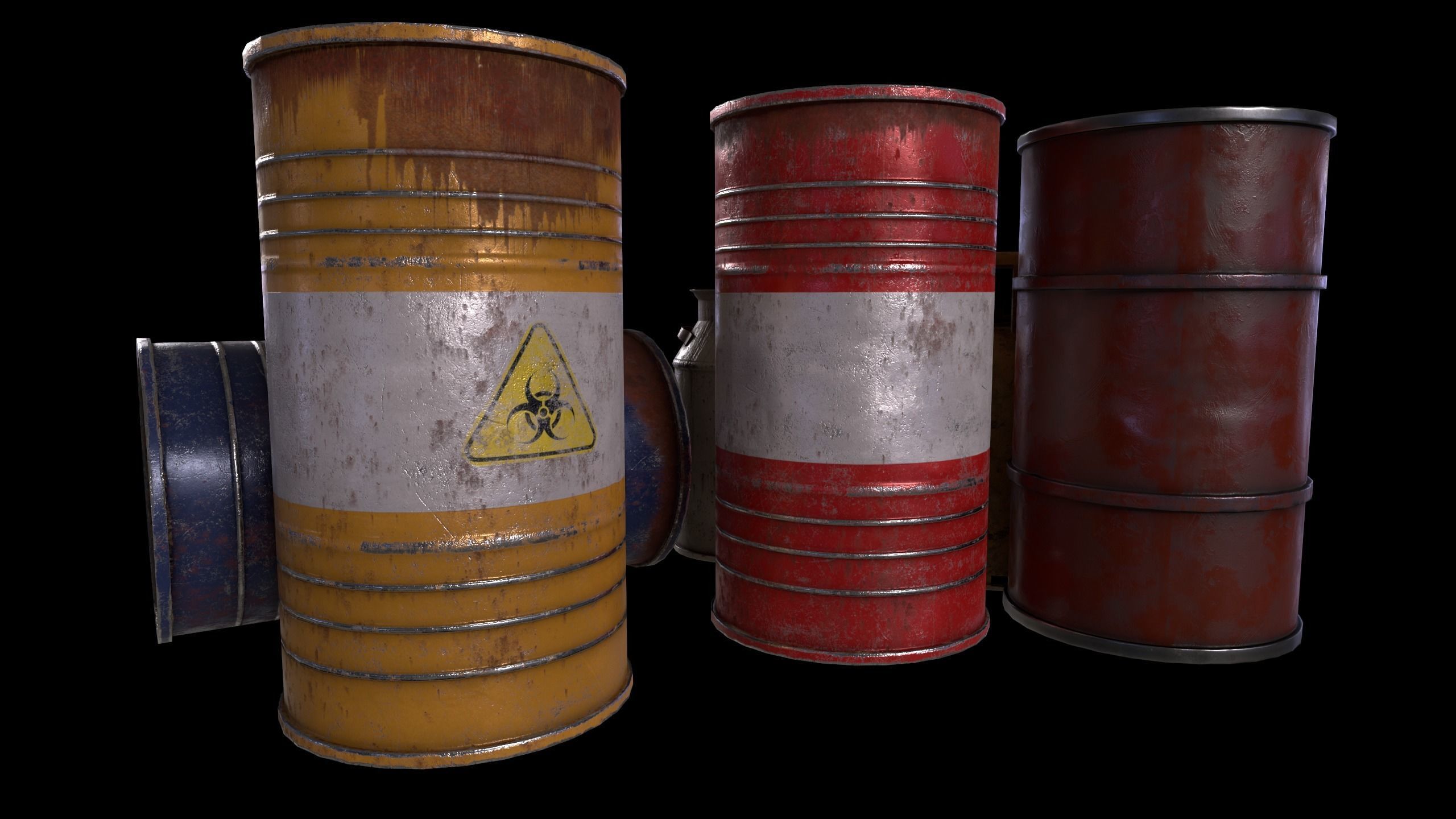 Barrels pack Low-poly 3D model_2