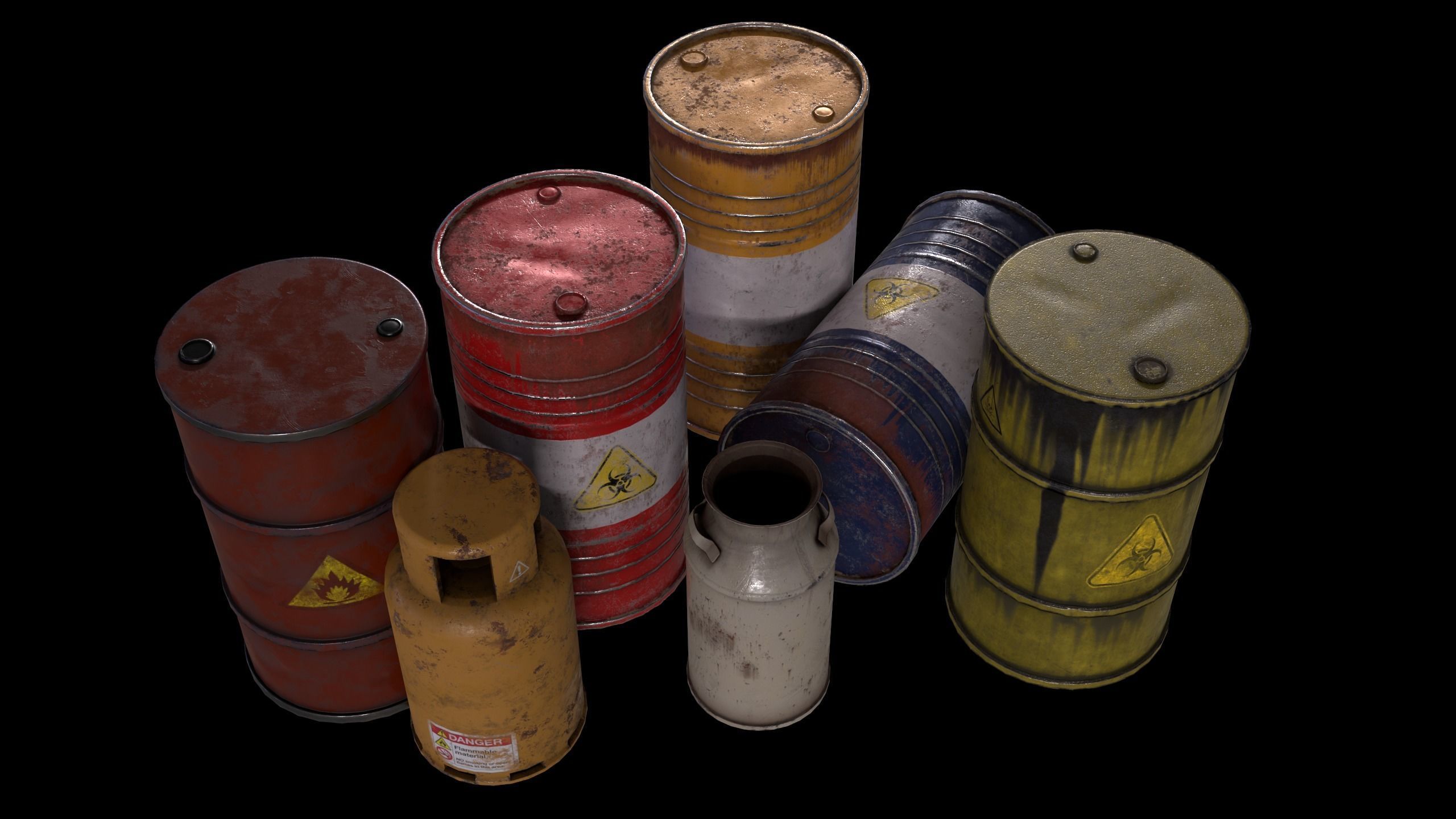 Barrels pack Low-poly 3D model_4