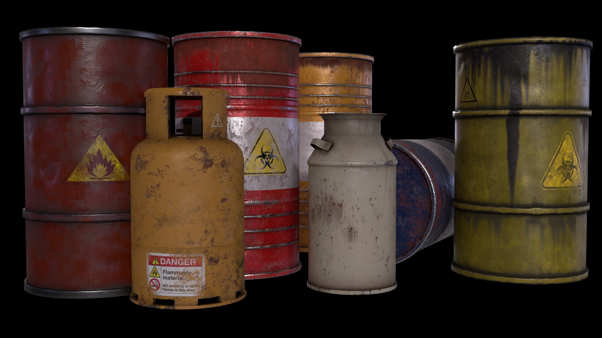 Barrels pack Low-poly 3D model_1