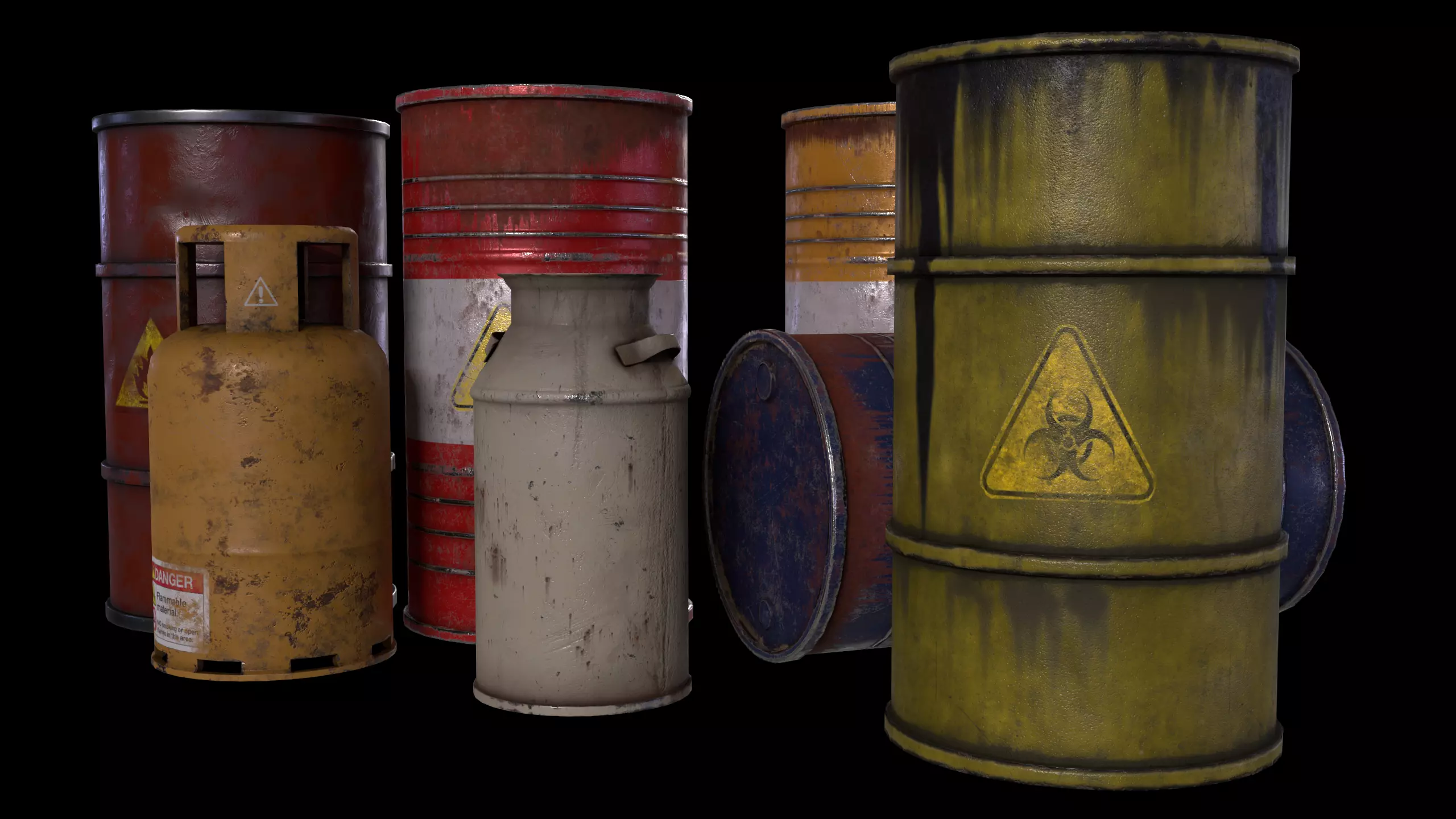 Barrels pack Low-poly 3D model_0