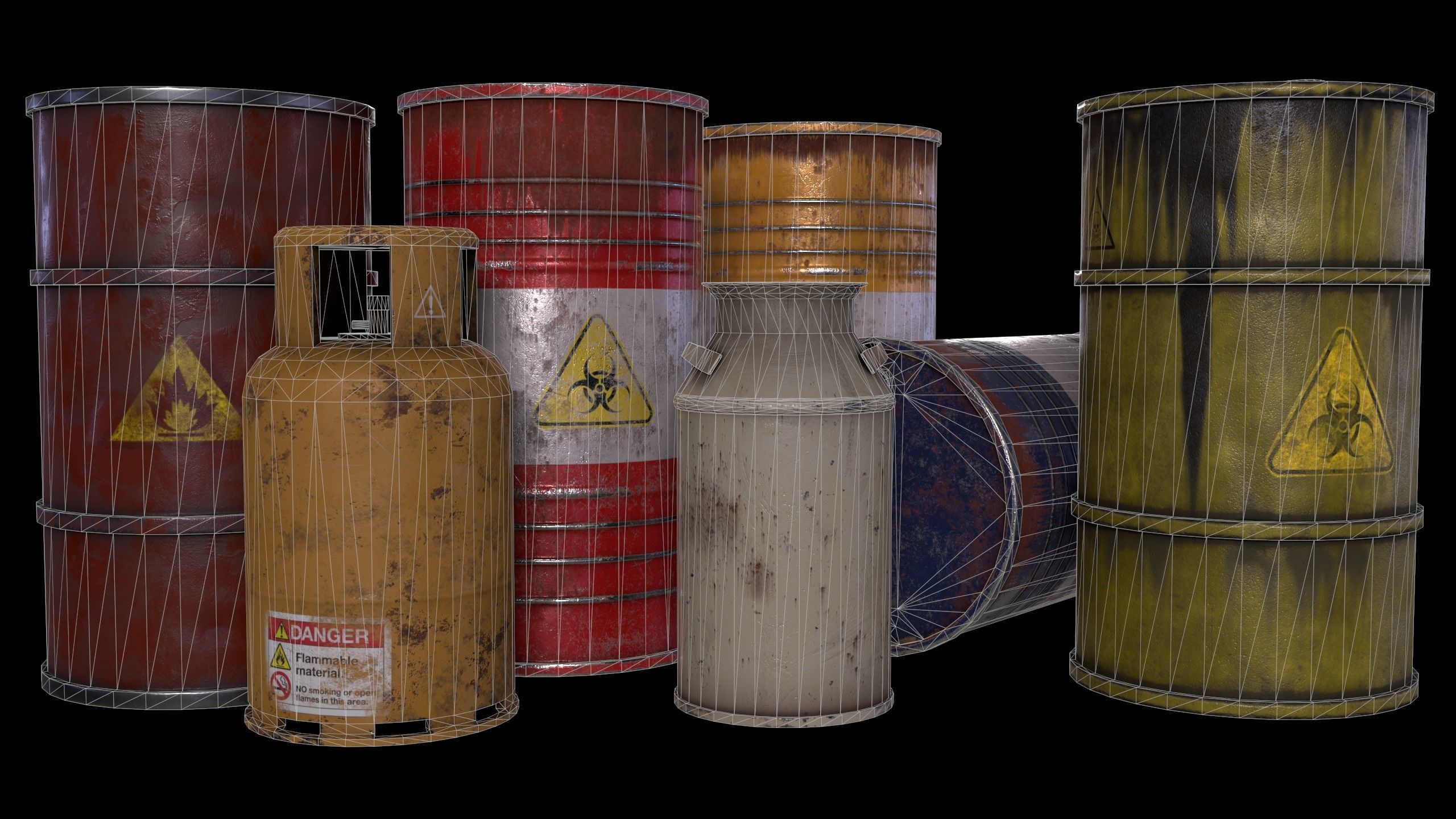 Barrels pack Low-poly 3D model_6