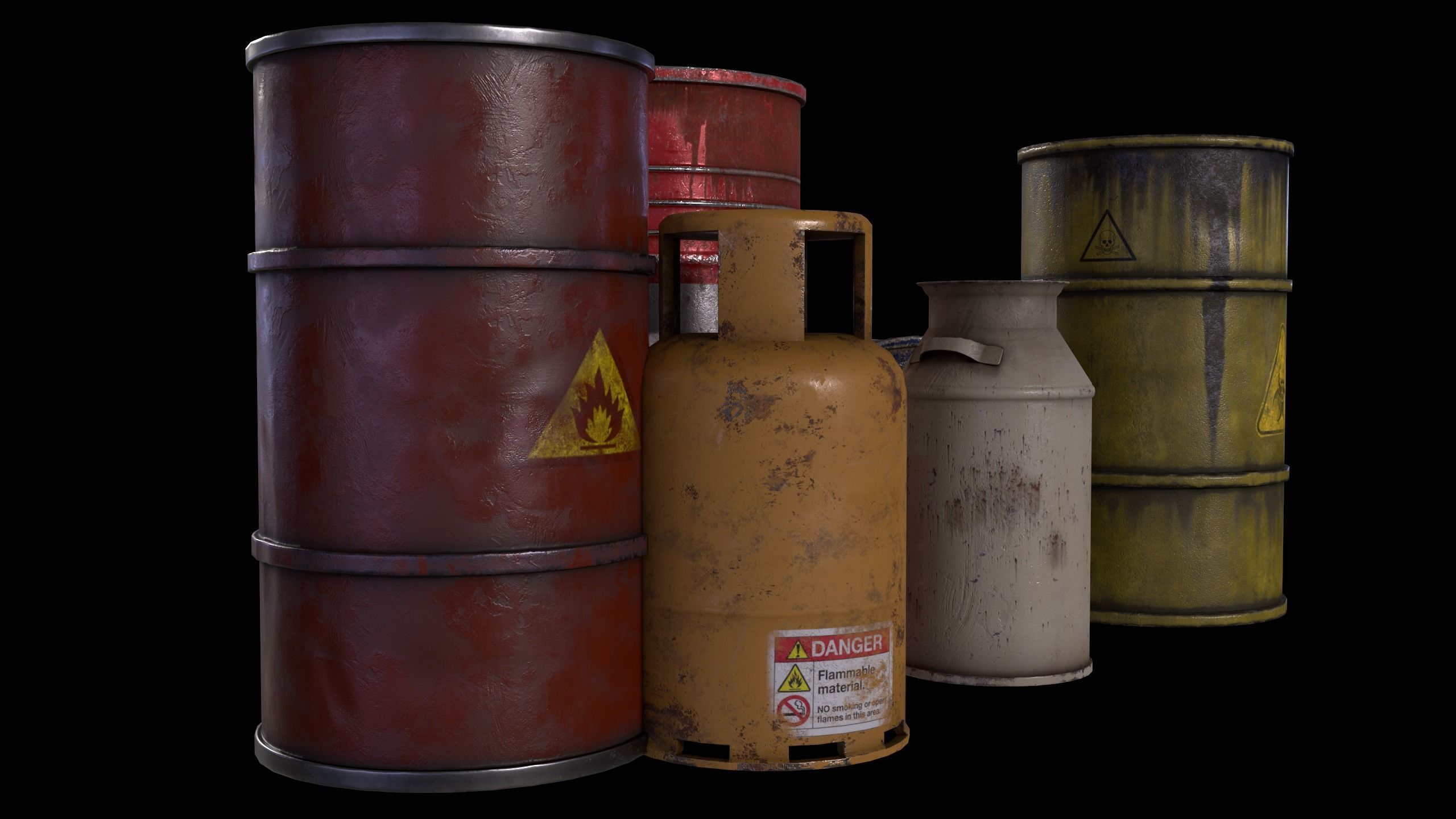 Barrels pack Low-poly 3D model_5