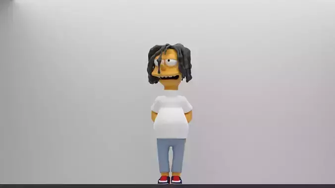simpson simpsons character with dreadlocks Low-poly 3D model
