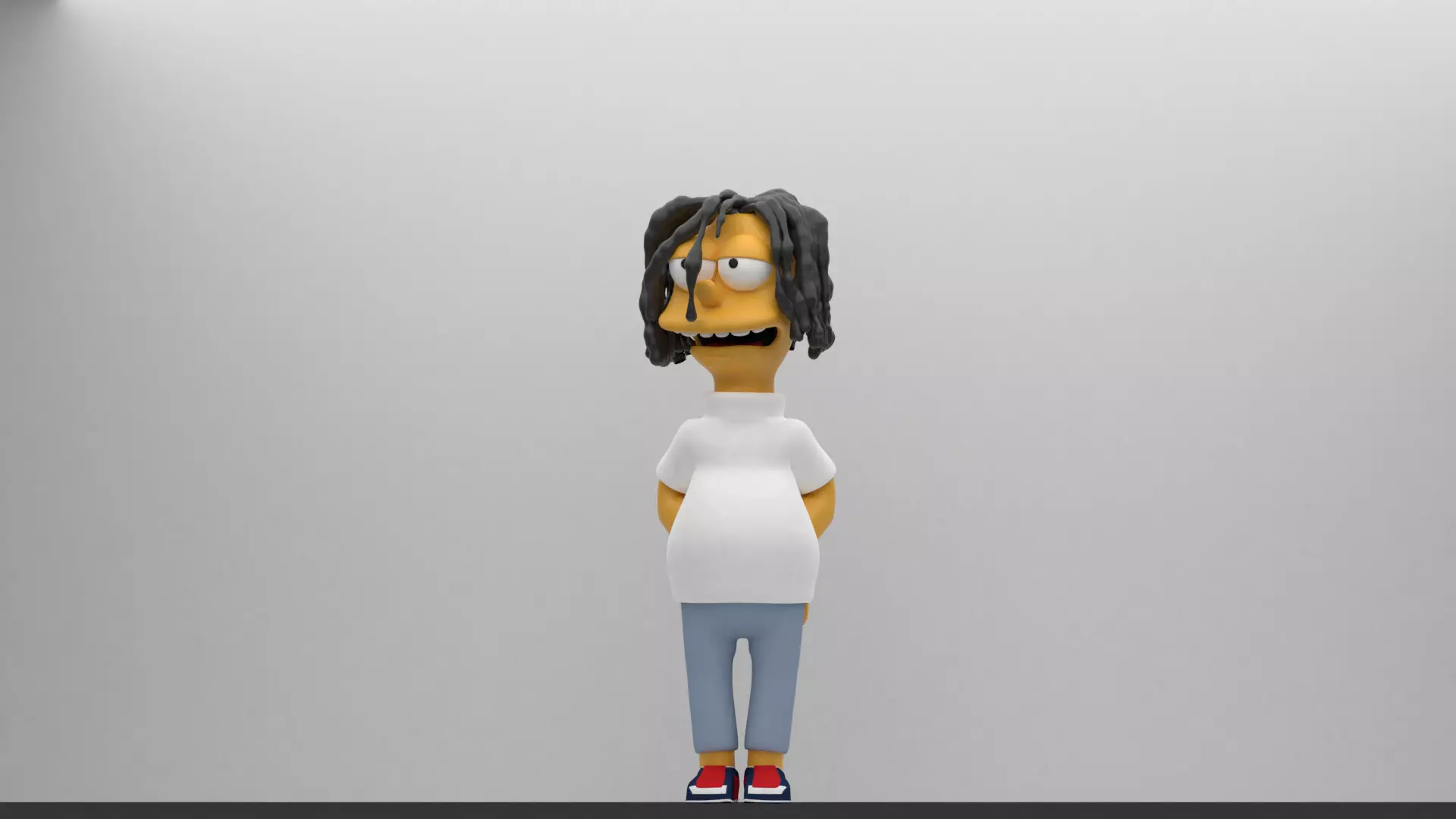 simpson simpsons character with dreadlocks Low-poly 3D model_0
