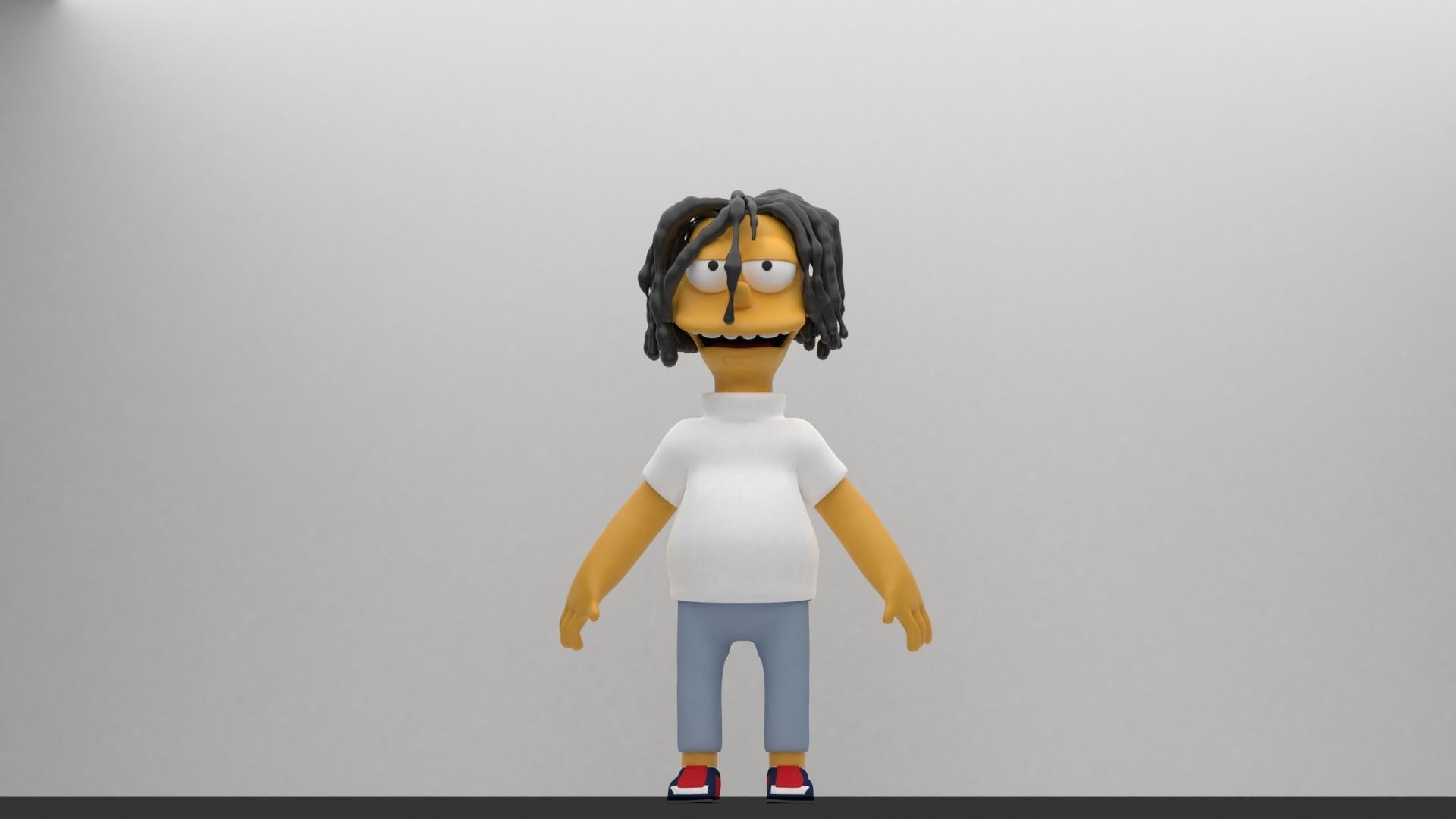 simpson simpsons character with dreadlocks Low-poly 3D model_1