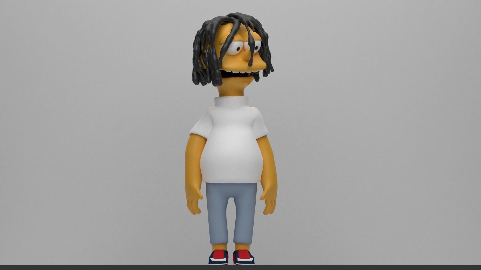 simpson simpsons character with dreadlocks Low-poly 3D model_2