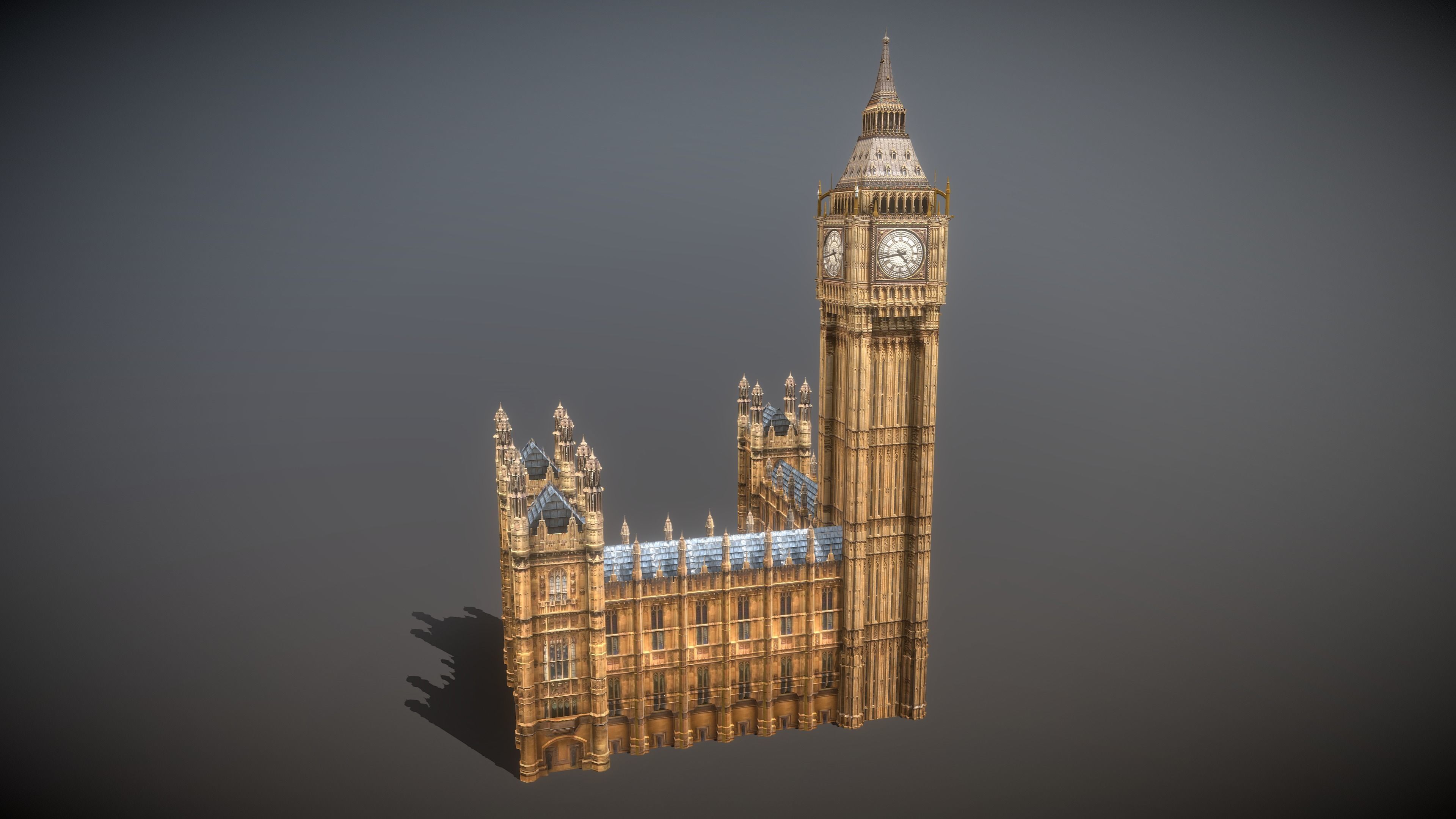 Big Ben Low-poly 3D model_7