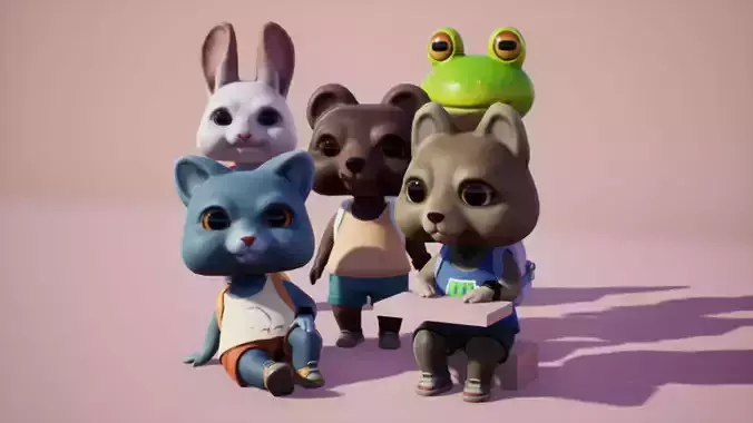 Animals mini Low-poly 3D model