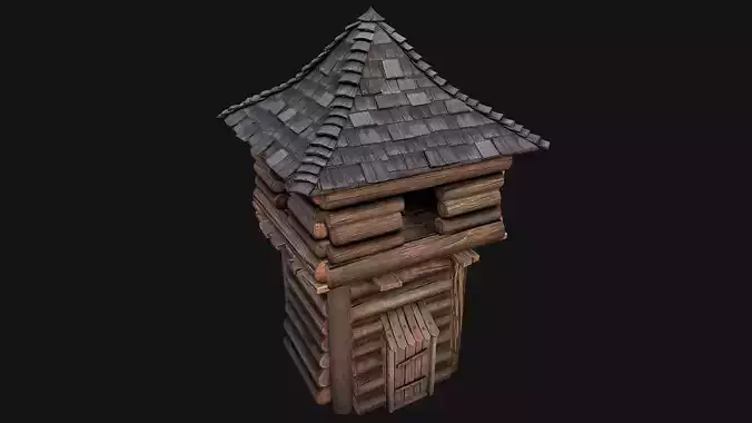 Medieval Wooden Tower with Roof