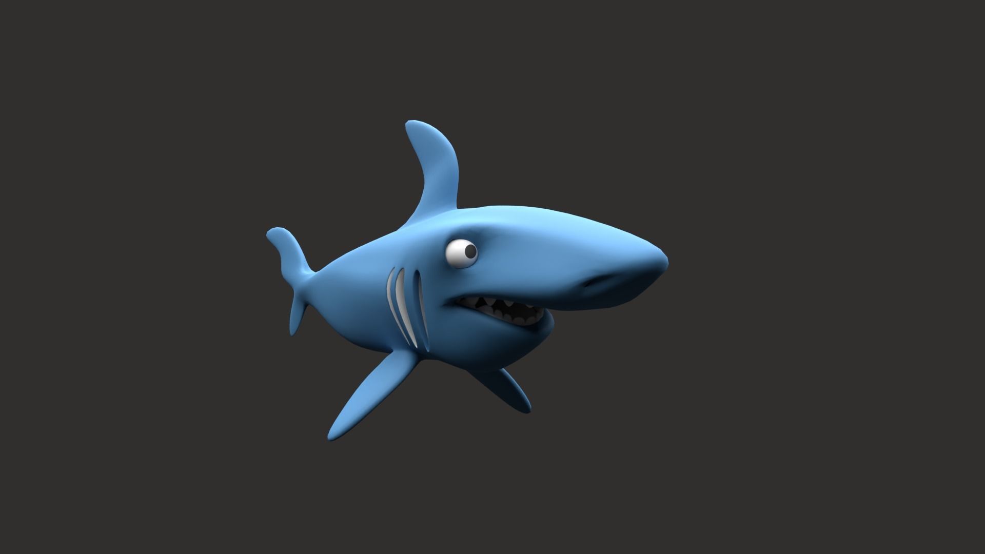 Shark cartoon Free low-poly 3D model_1