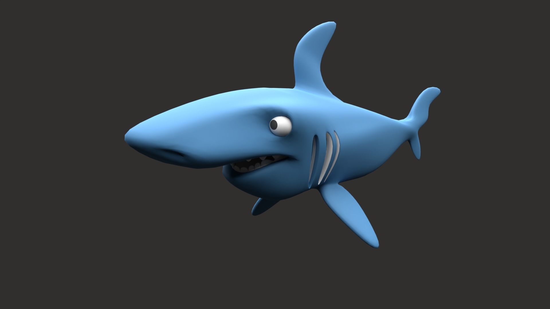 Shark cartoon Free low-poly 3D model_2