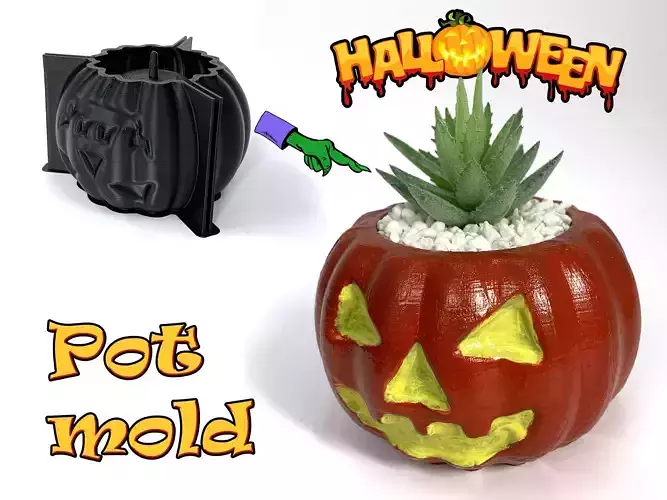 Jack O Lantern Pot mold 3Dprint - Include Pot file for print