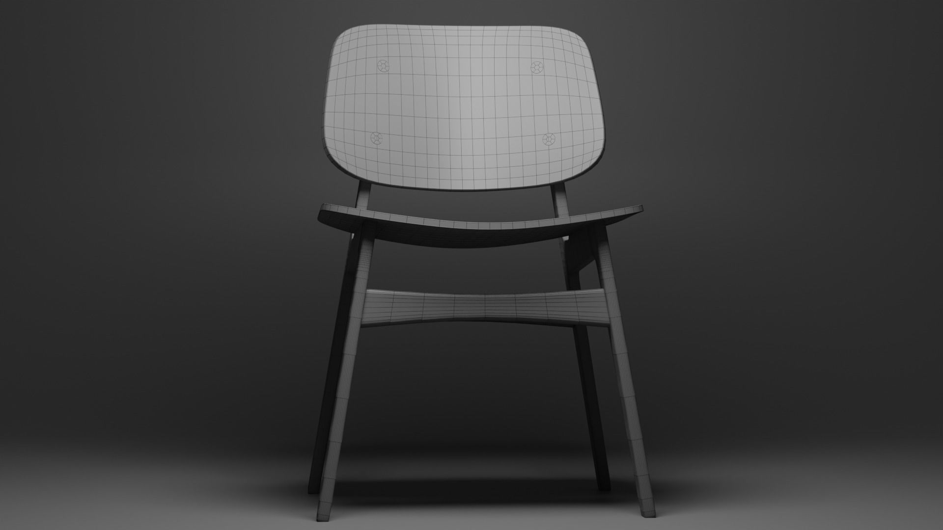 Wood chair - Fredericia Soborg wood chair 1950 3D model_7