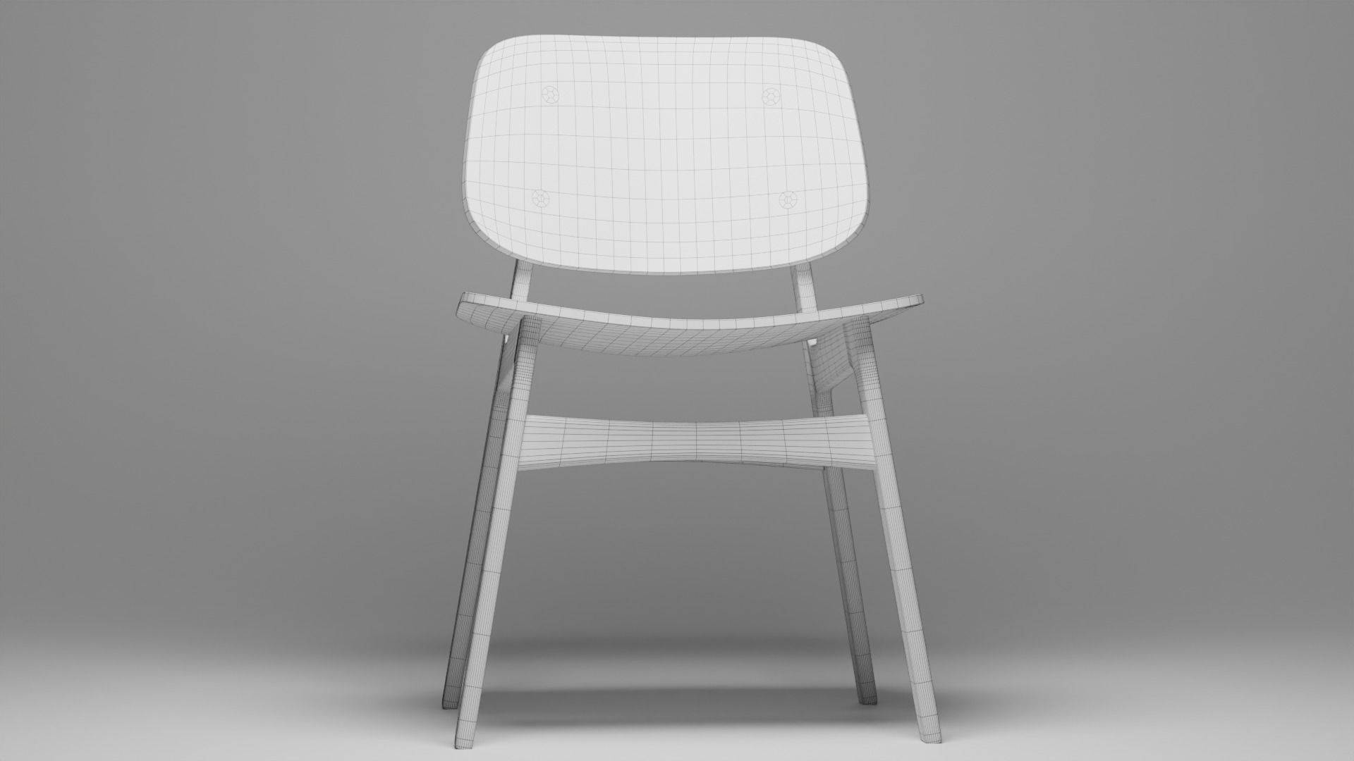 Wood chair - Fredericia Soborg wood chair 1950 3D model_6