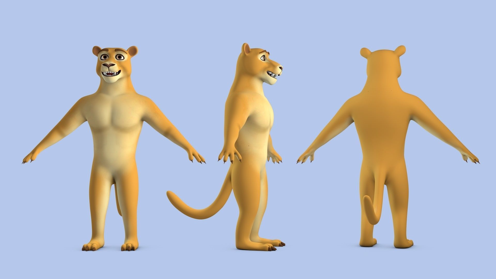 Cartoon Lion Low-poly 3D model_1