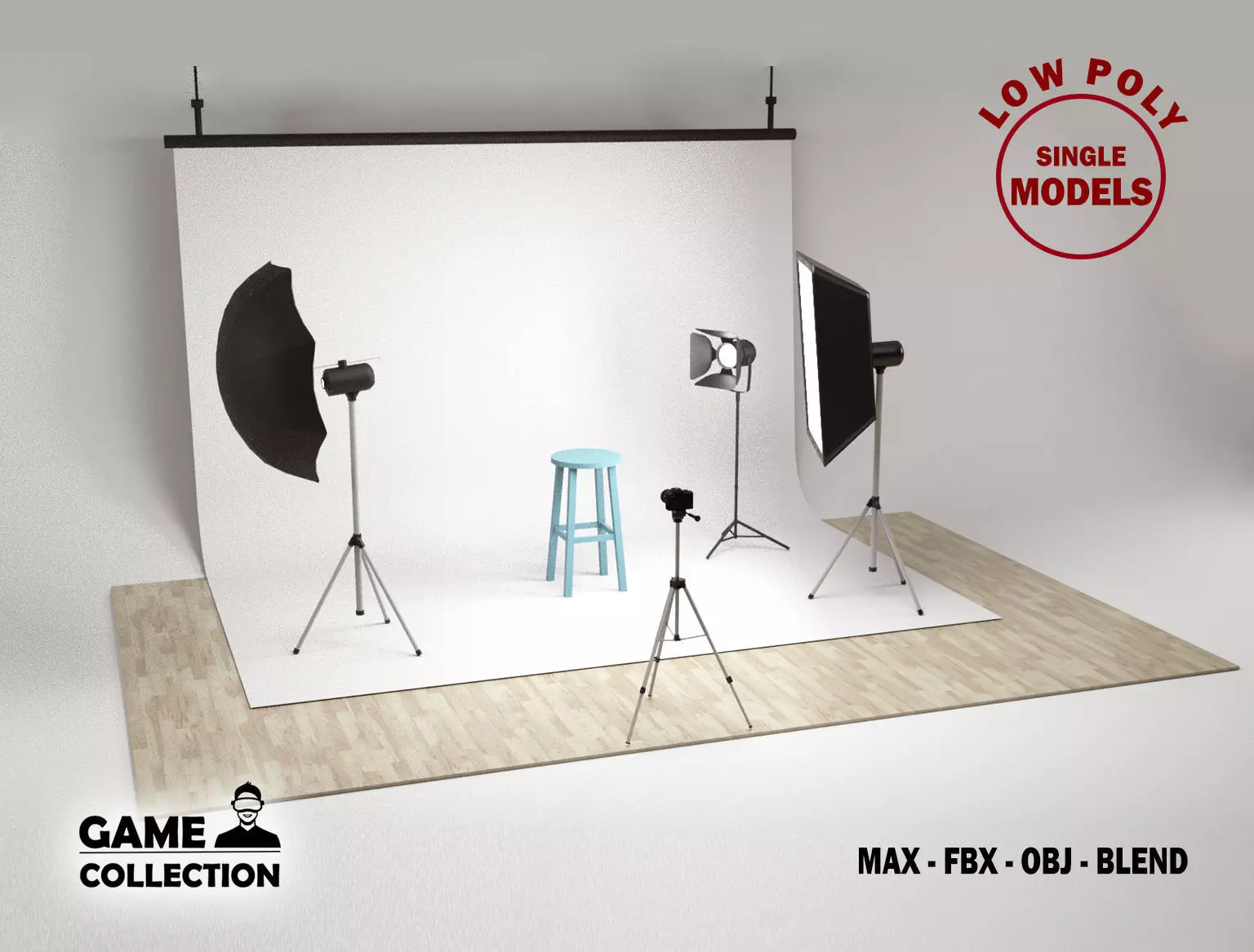 Photo Studio Props Low-poly 3D model_0