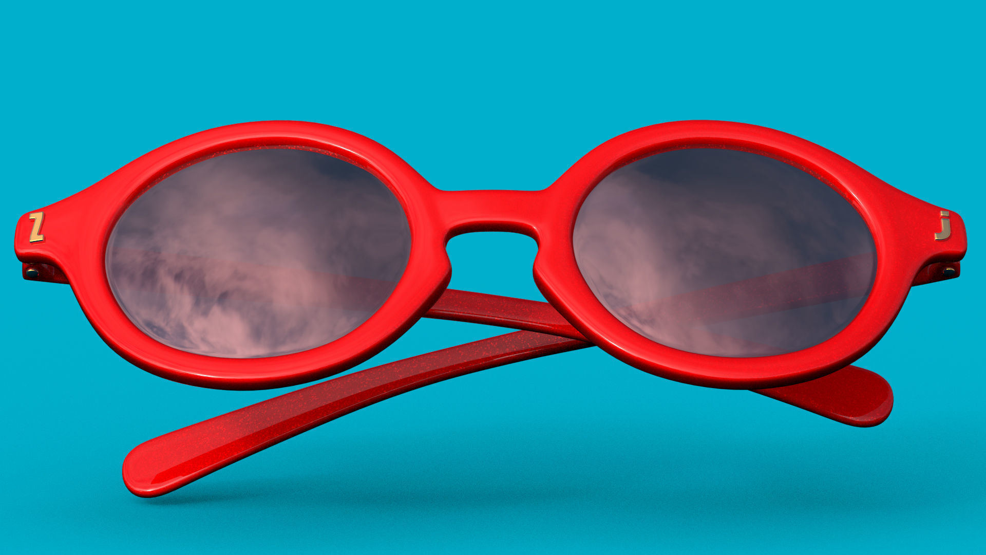 Sunglasses in 5 different colors Collection Low-poly 3D model_4