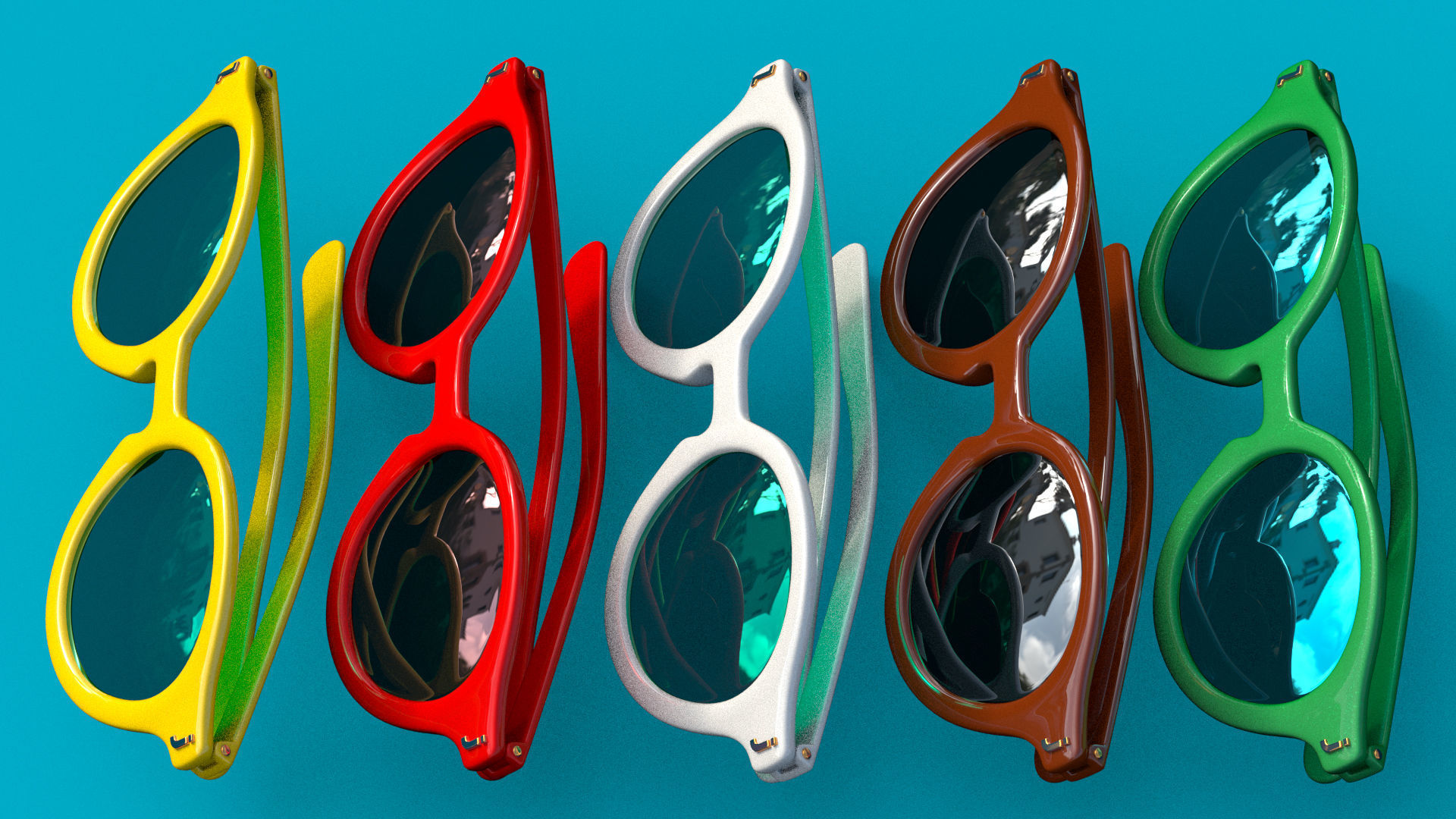 Sunglasses in 5 different colors Collection Low-poly 3D model_1