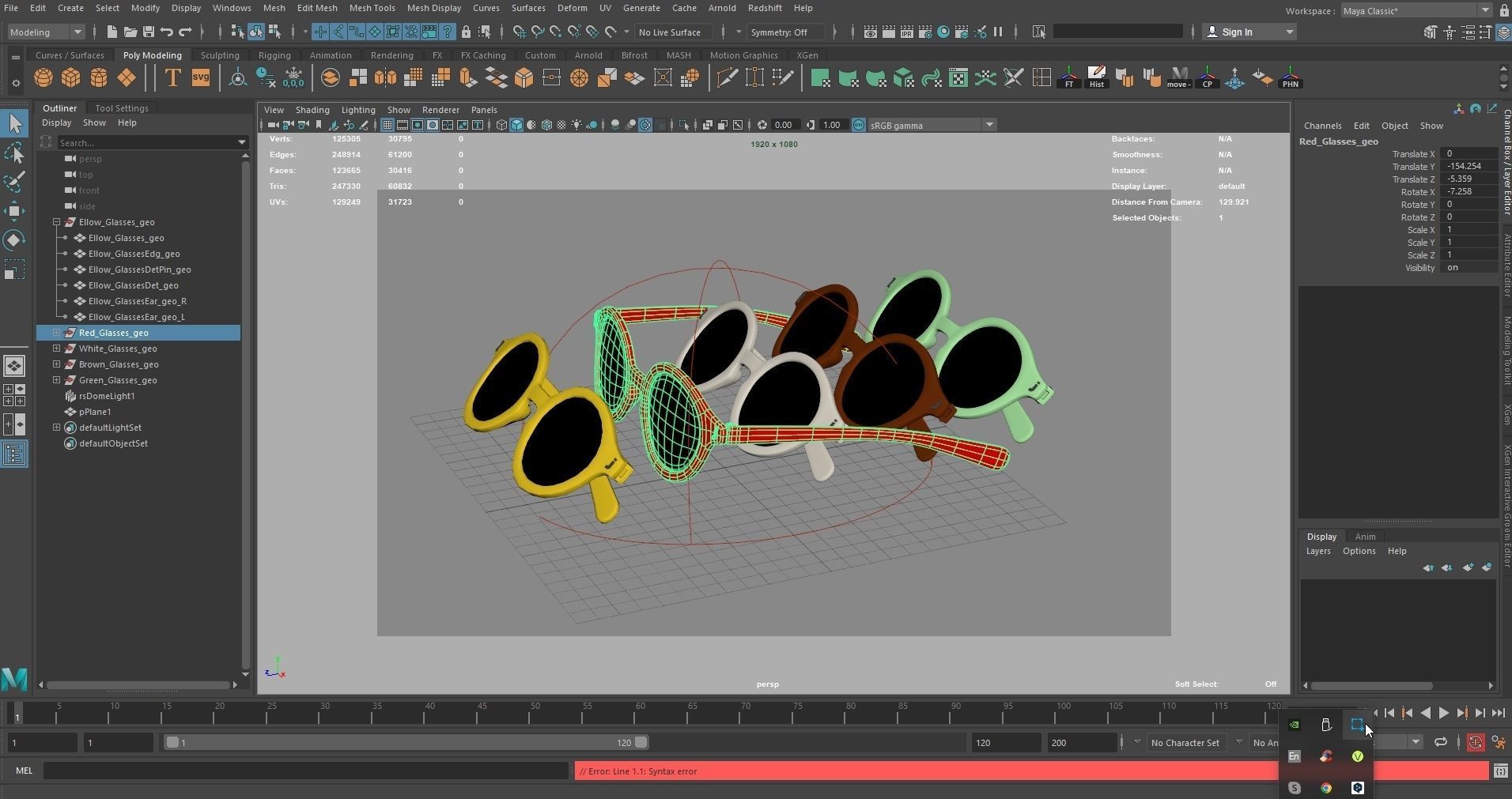 Sunglasses in 5 different colors Collection Low-poly 3D model_15