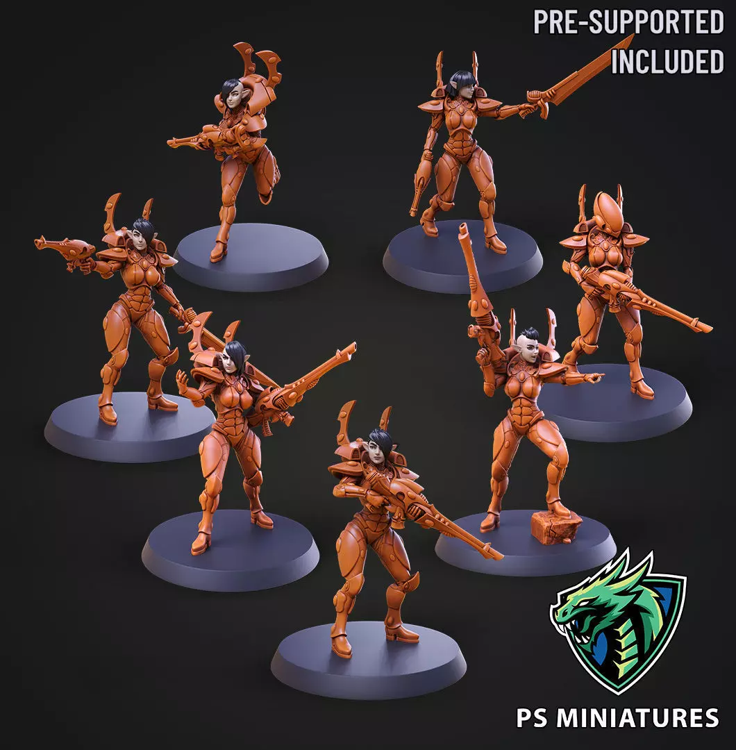 Elf Female Soldiers Bundle  40 variants and Pinups 3D print model_0