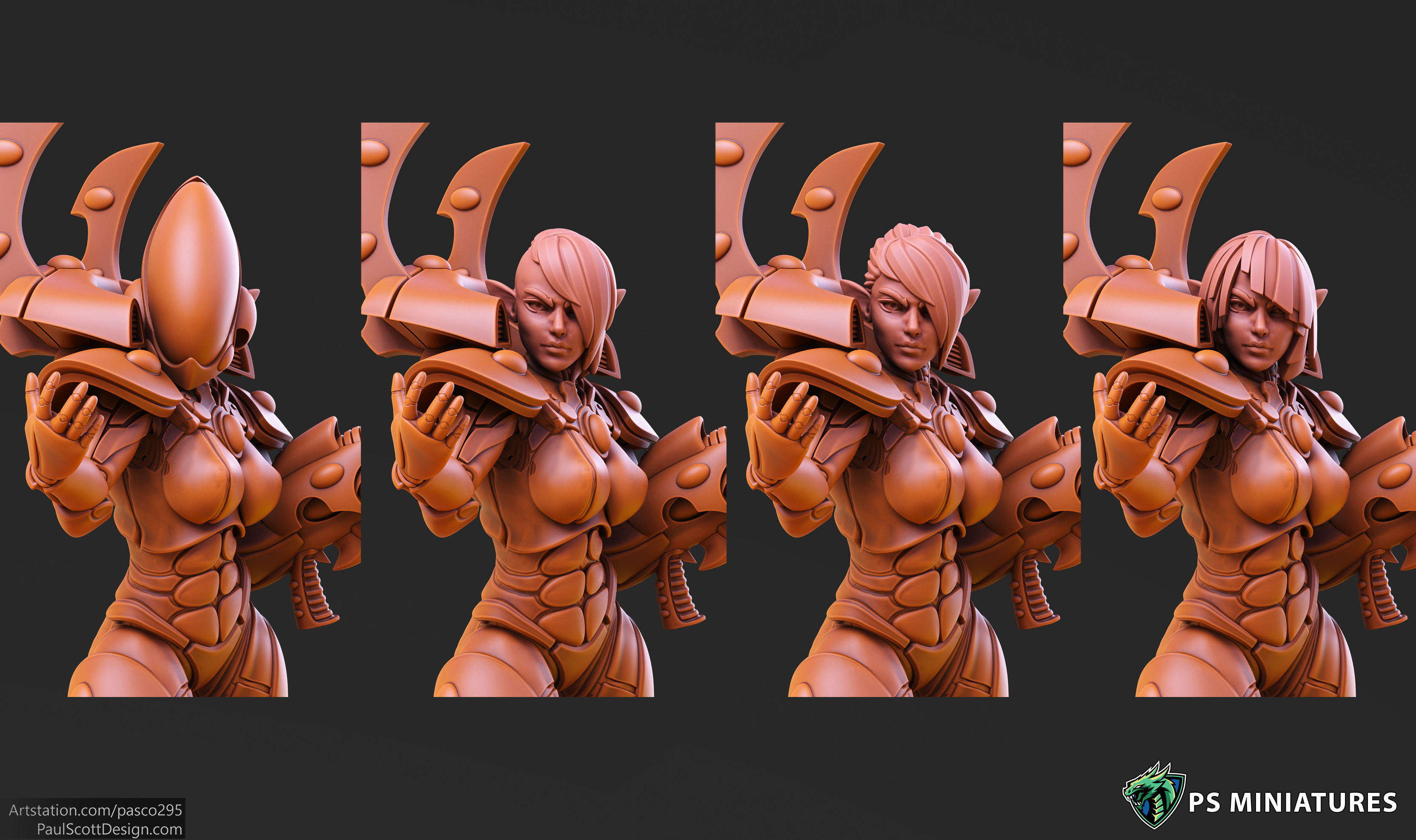 Elf Female Soldiers Bundle  40 variants and Pinups 3D print model_52