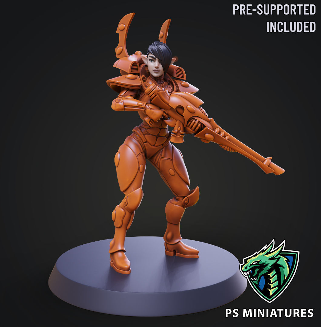 Elf Female Soldiers Bundle  40 variants and Pinups 3D print model_14