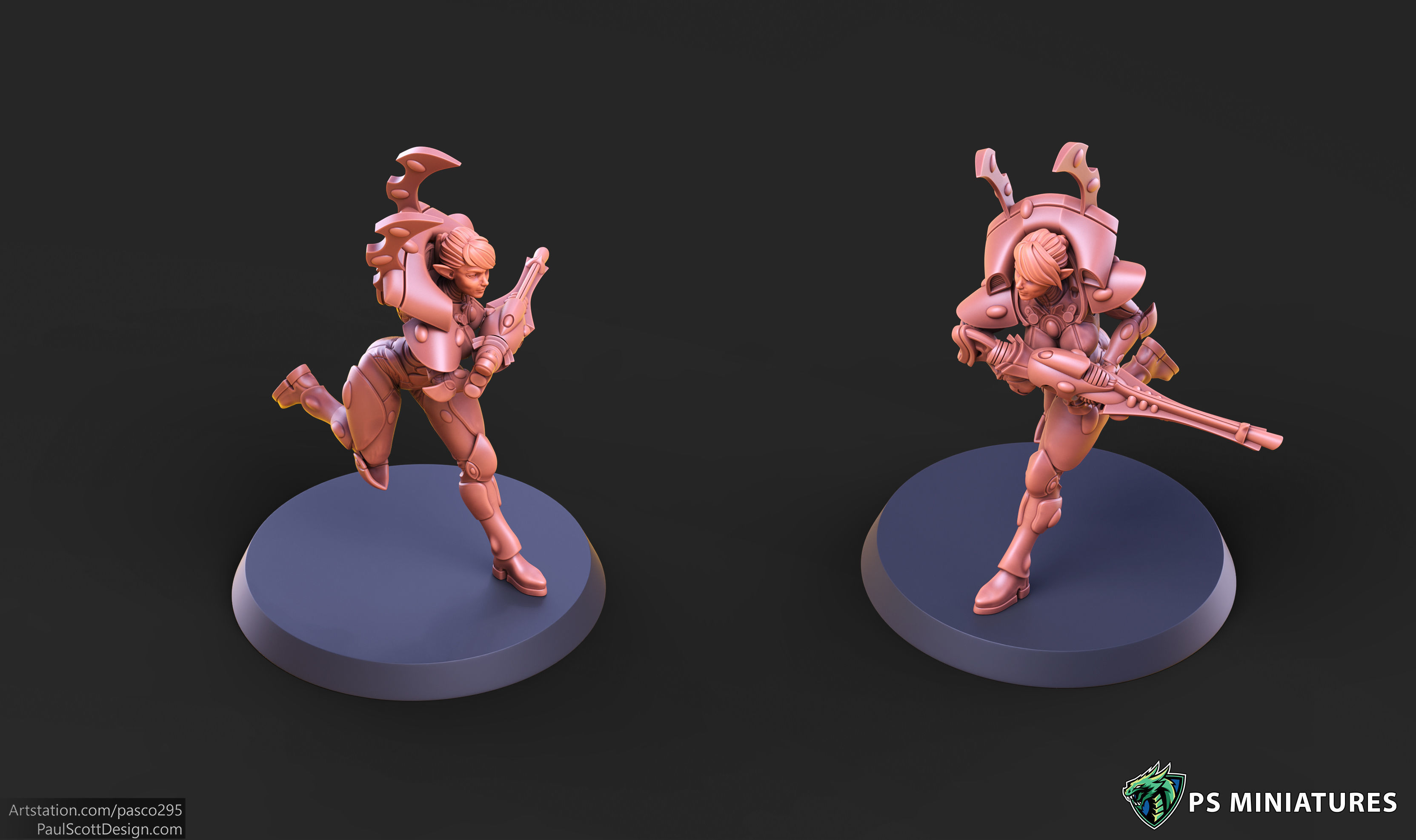 Elf Female Soldiers Bundle  40 variants and Pinups 3D print model_38