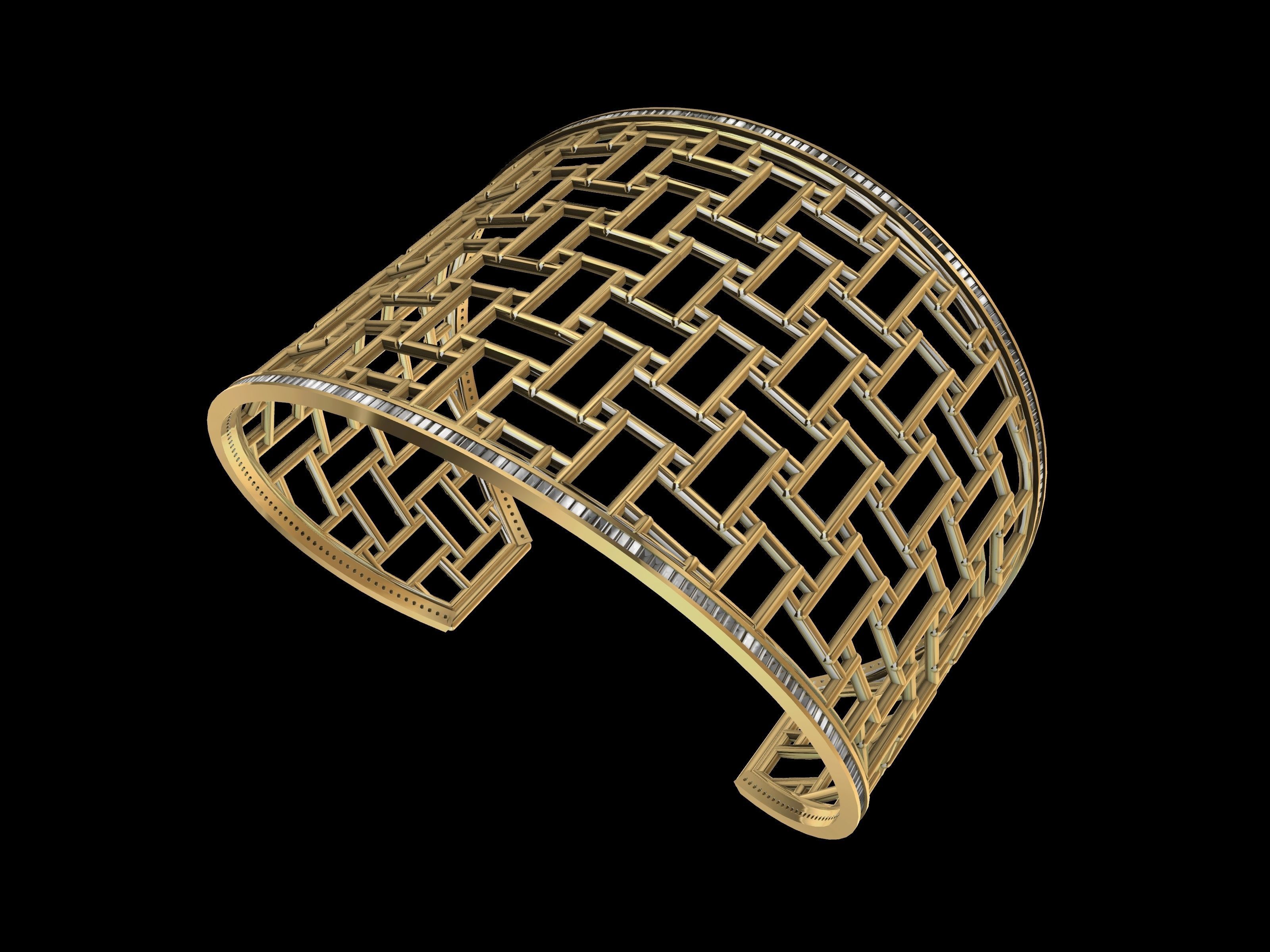 diamond jali bracelet 3D print model_5