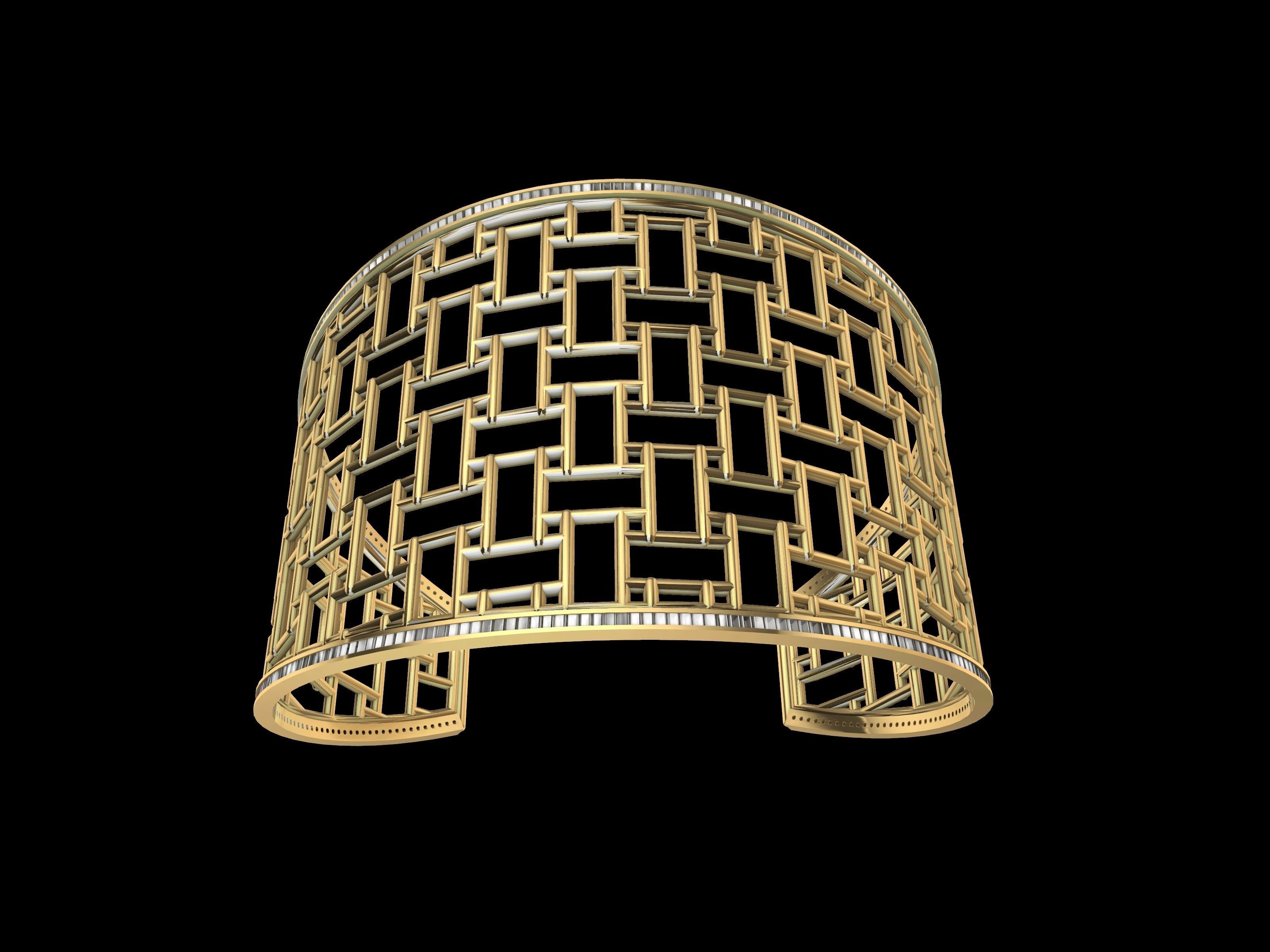 diamond jali bracelet 3D print model_6