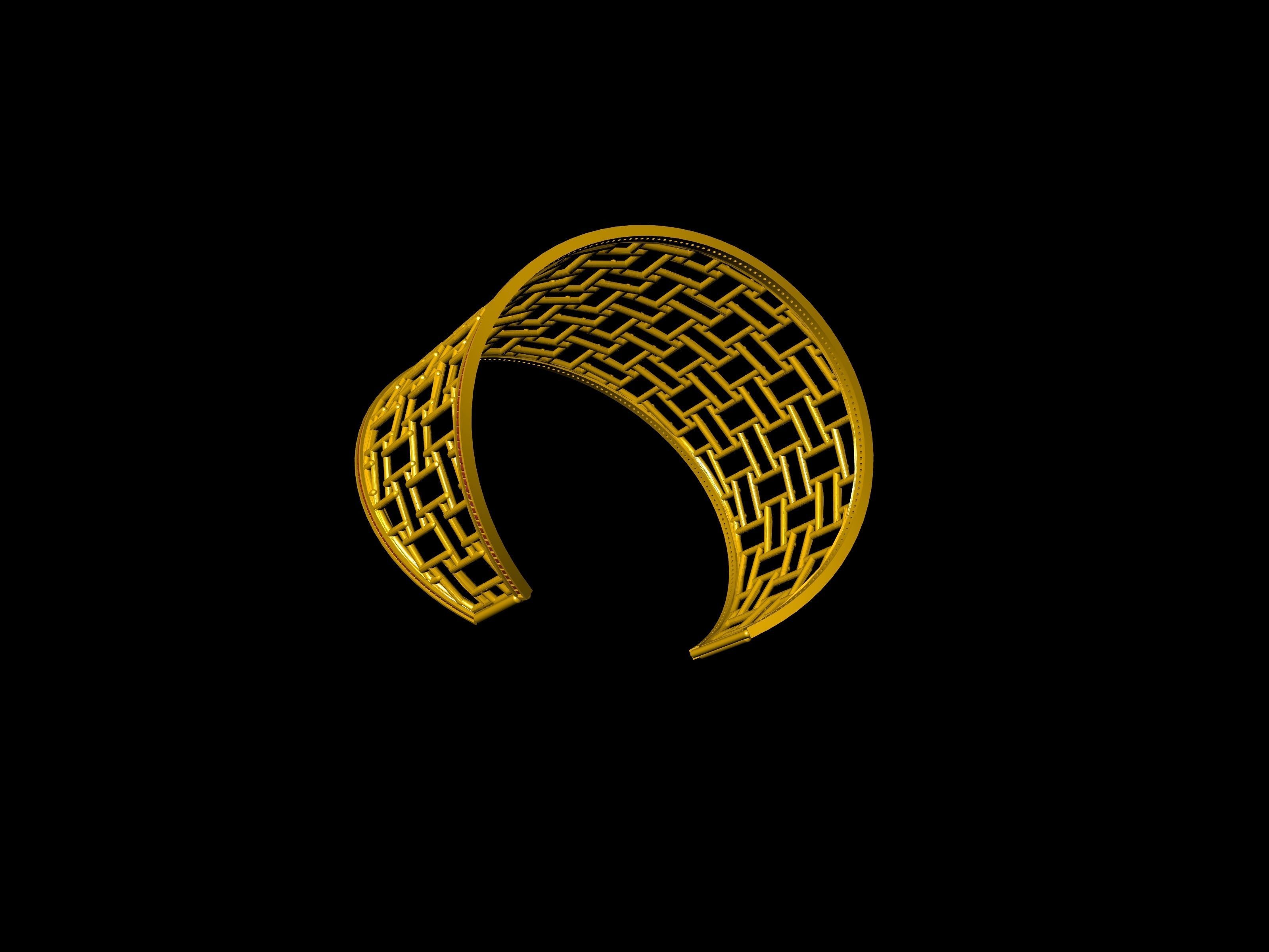 diamond jali bracelet 3D print model_10