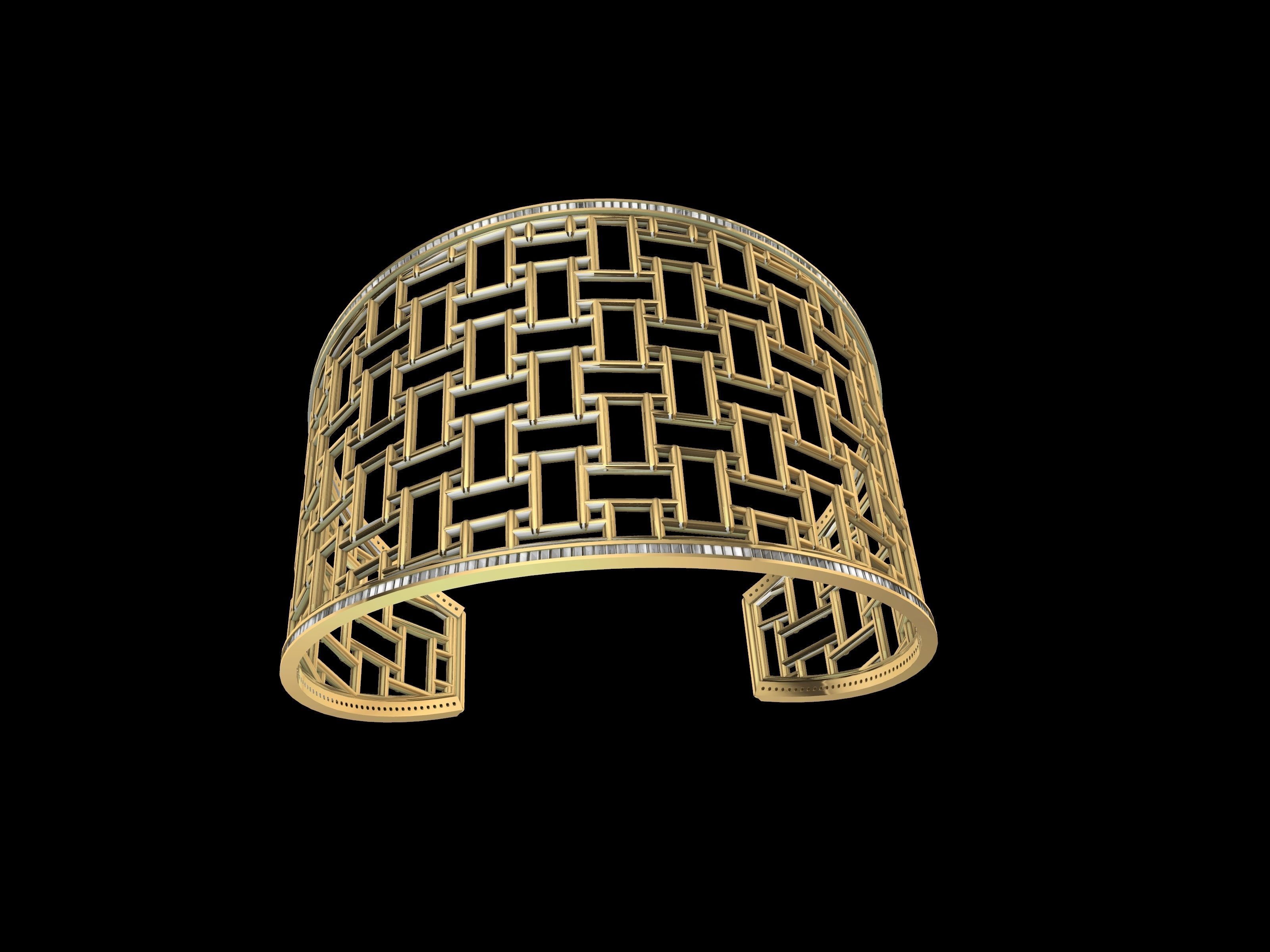 diamond jali bracelet 3D print model_1