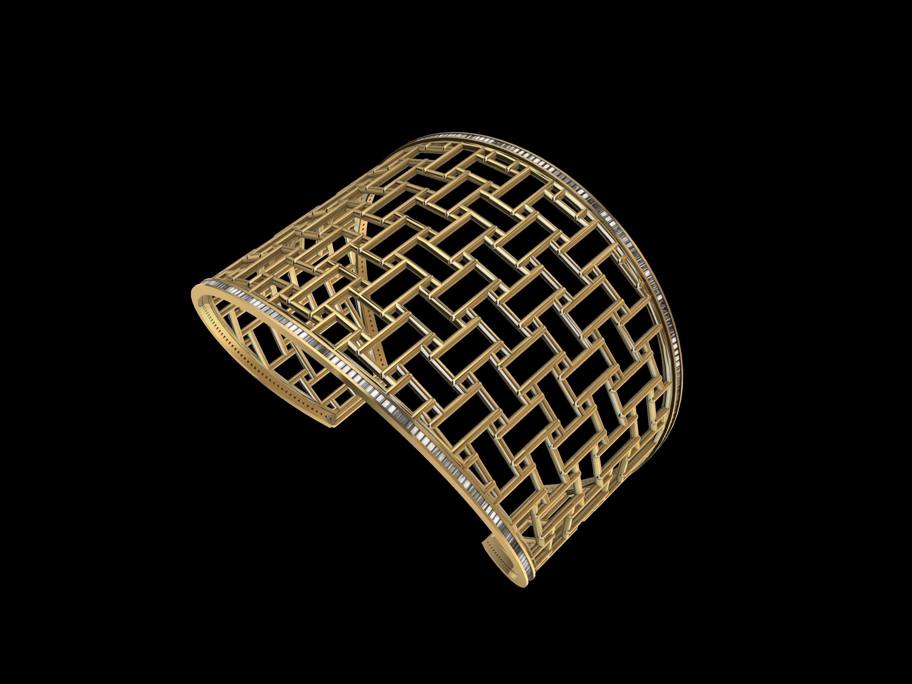 diamond jali bracelet 3D print model_2