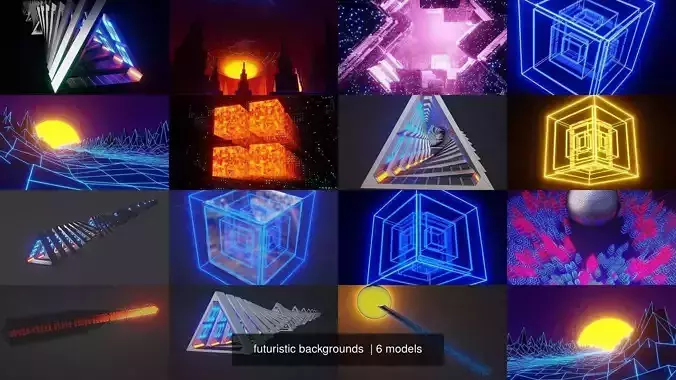 futuristic backgrounds  3D Model Collection