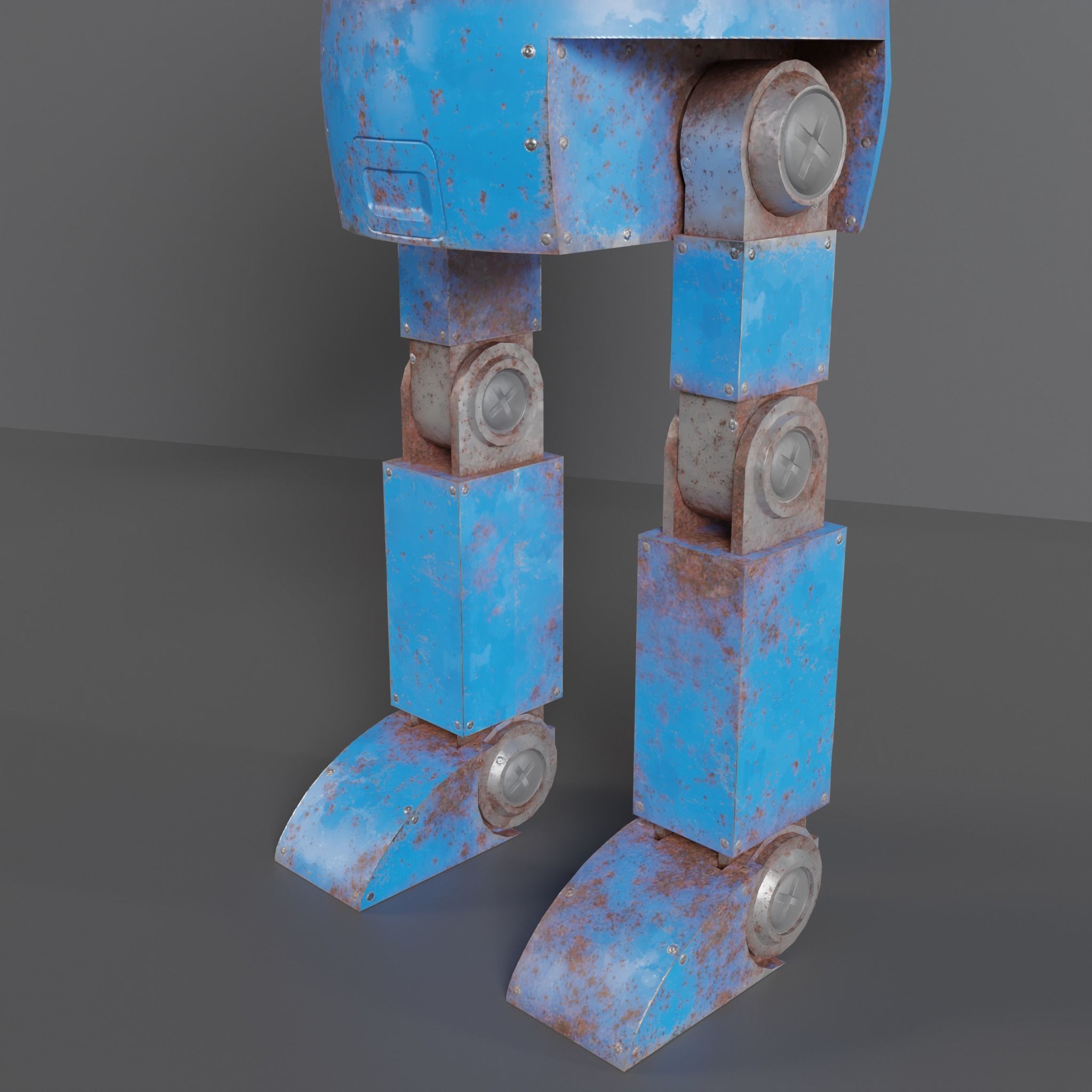 Cute Rusty Robot Low-poly 3D model_8