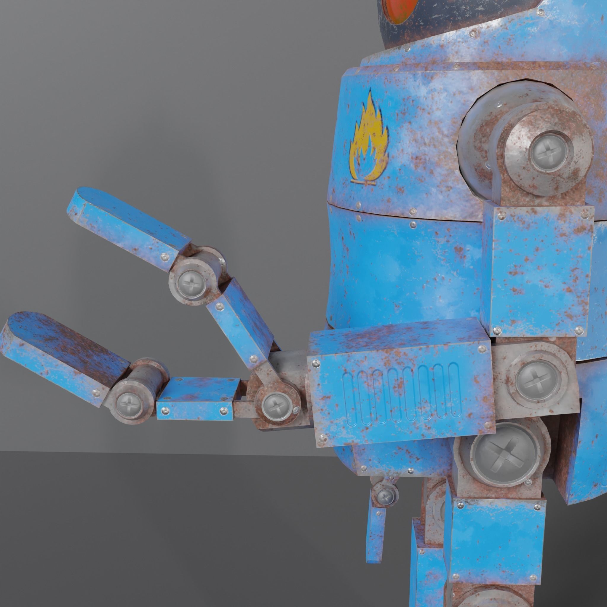 Cute Rusty Robot Low-poly 3D model_13