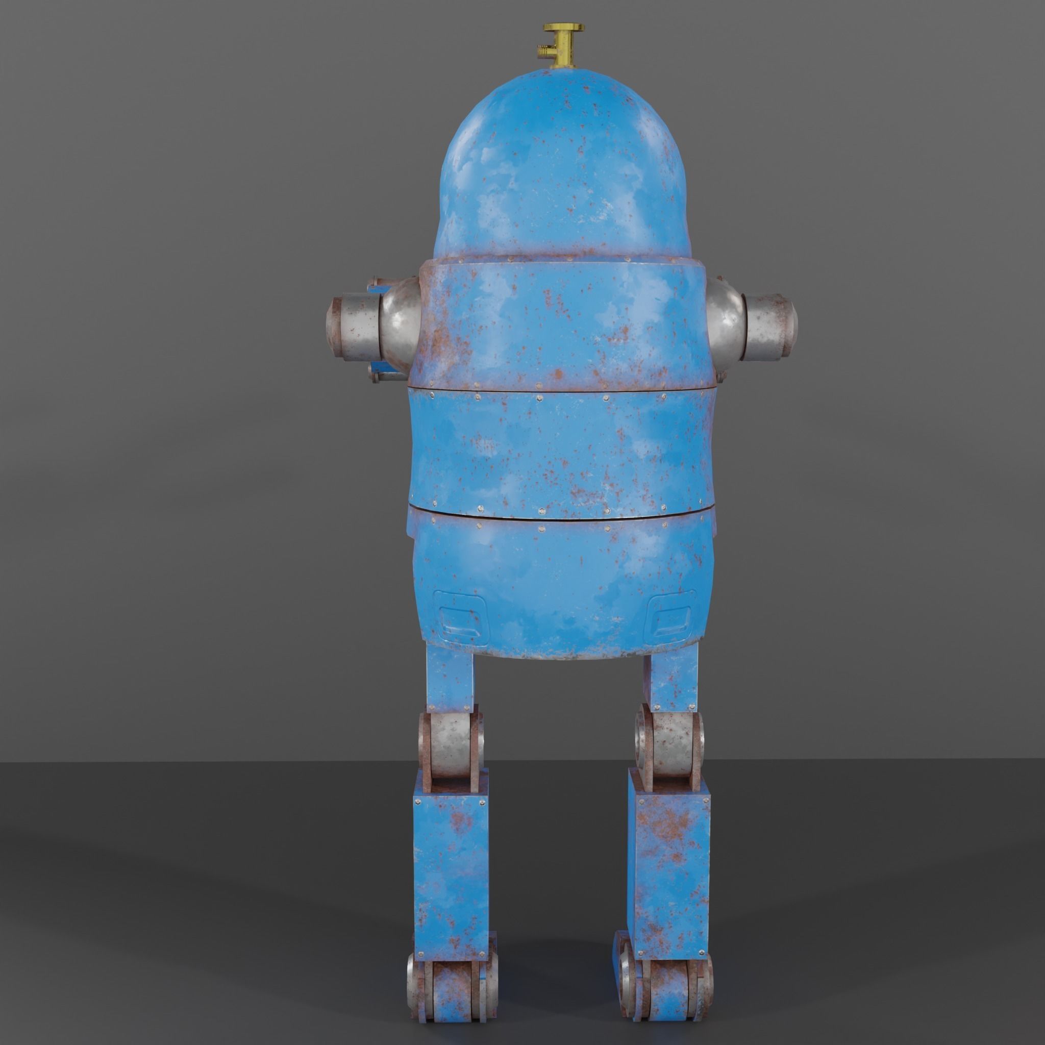Cute Rusty Robot Low-poly 3D model_5