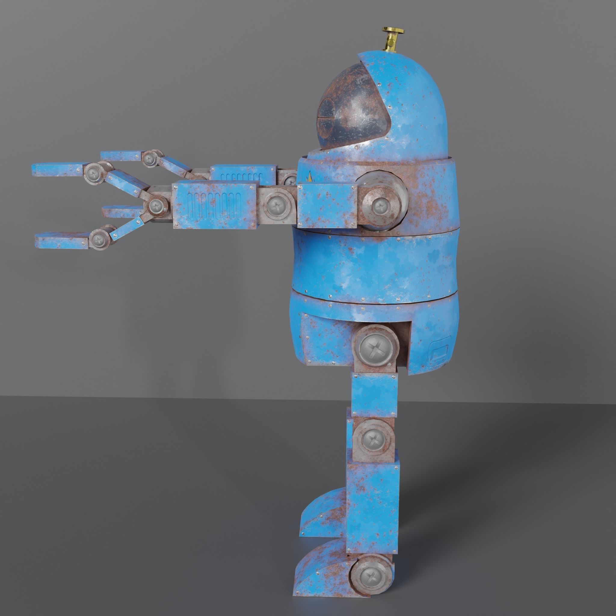 Cute Rusty Robot Low-poly 3D model_3