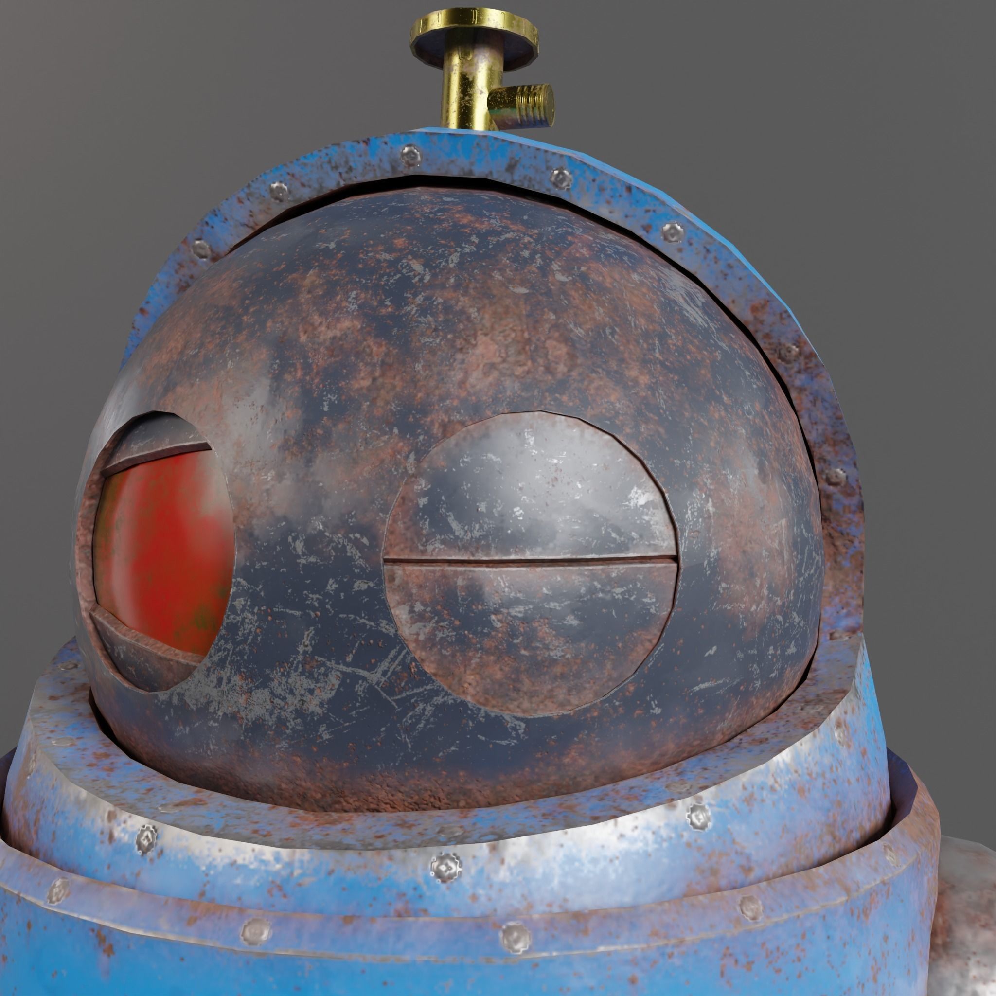 Cute Rusty Robot Low-poly 3D model_12