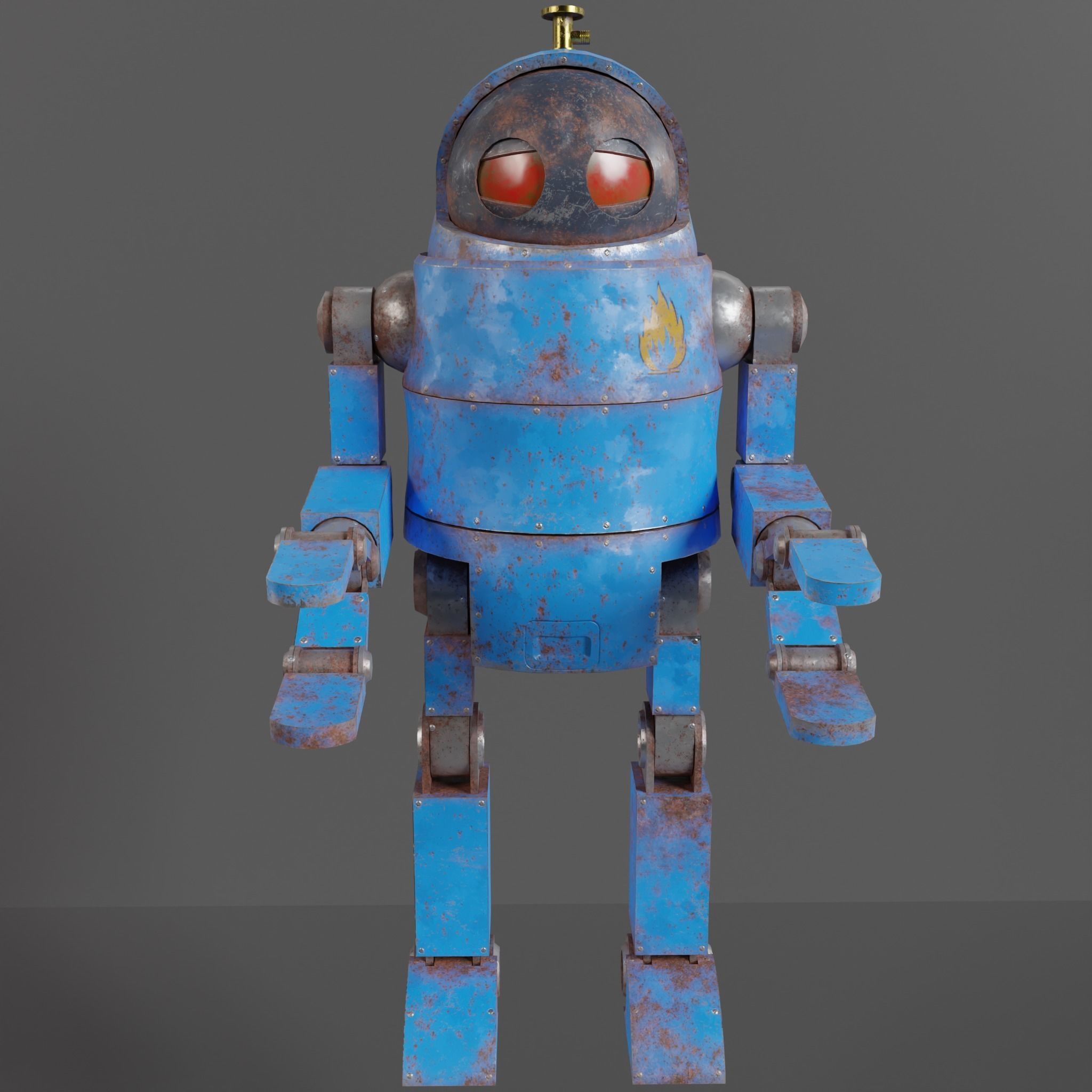 Cute Rusty Robot Low-poly 3D model_10