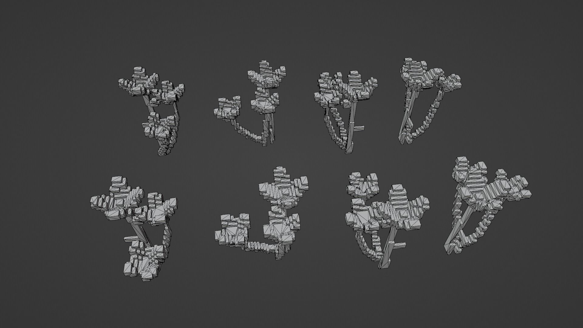 Voxel Flowers Pack Low-poly 3D model_20