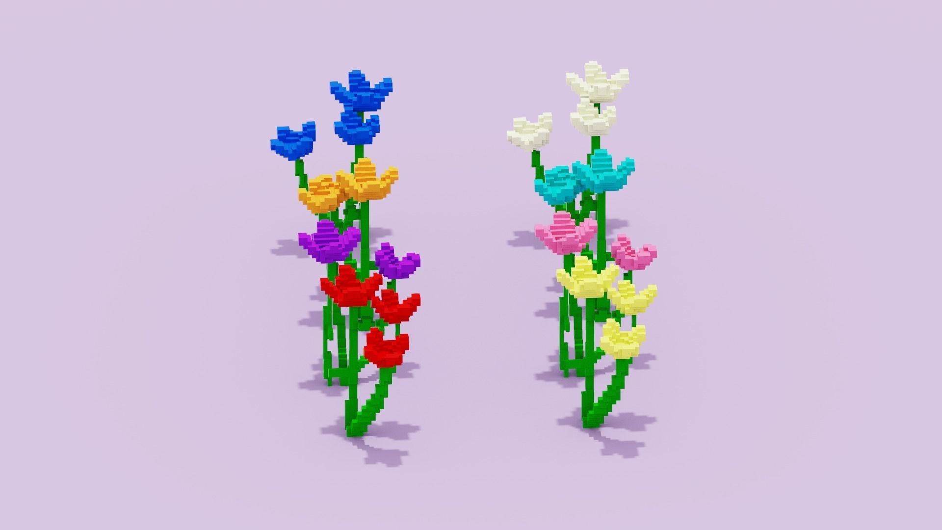 Voxel Flowers Pack Low-poly 3D model_17