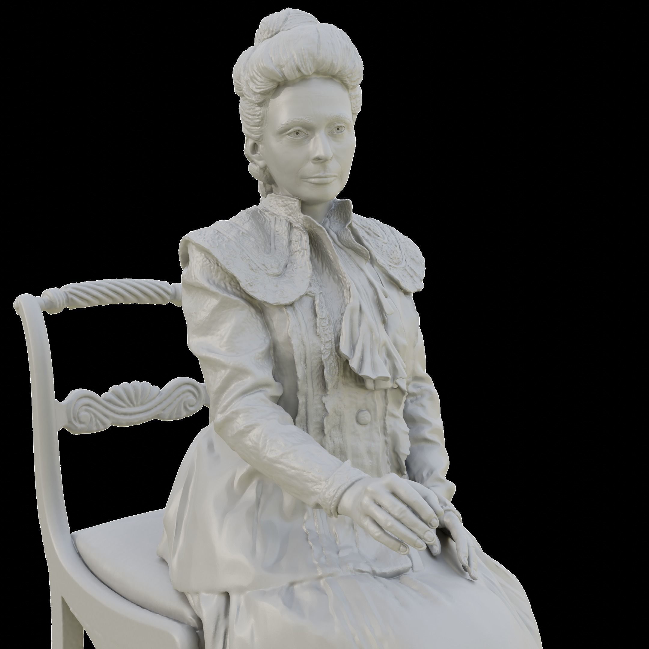 Sitting woman Sculpture 3D printing 3D print model_3