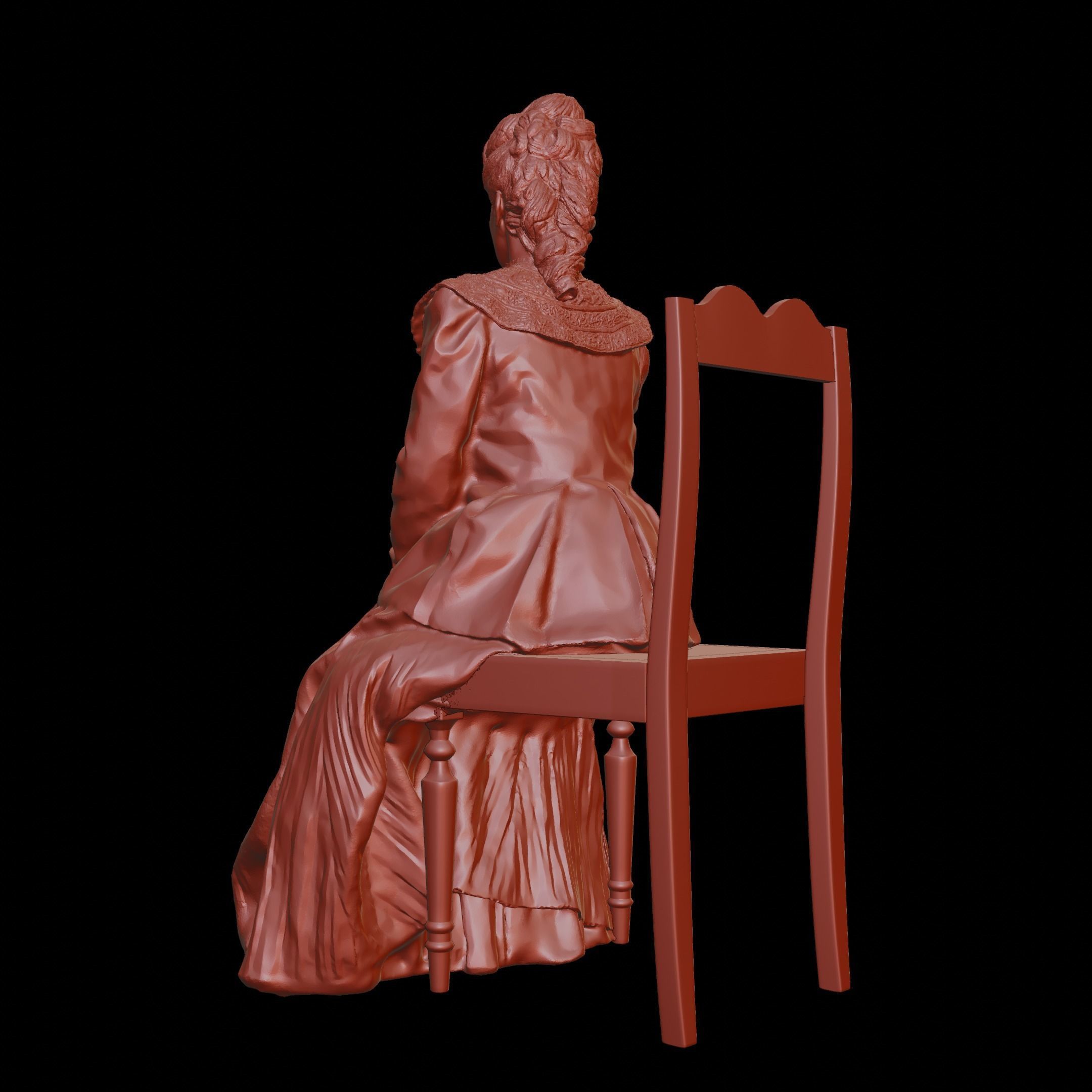 Sitting woman Sculpture 3D printing 3D print model_9