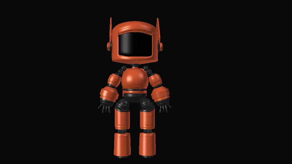 K-VRC orange robot Low-poly 3D model_0